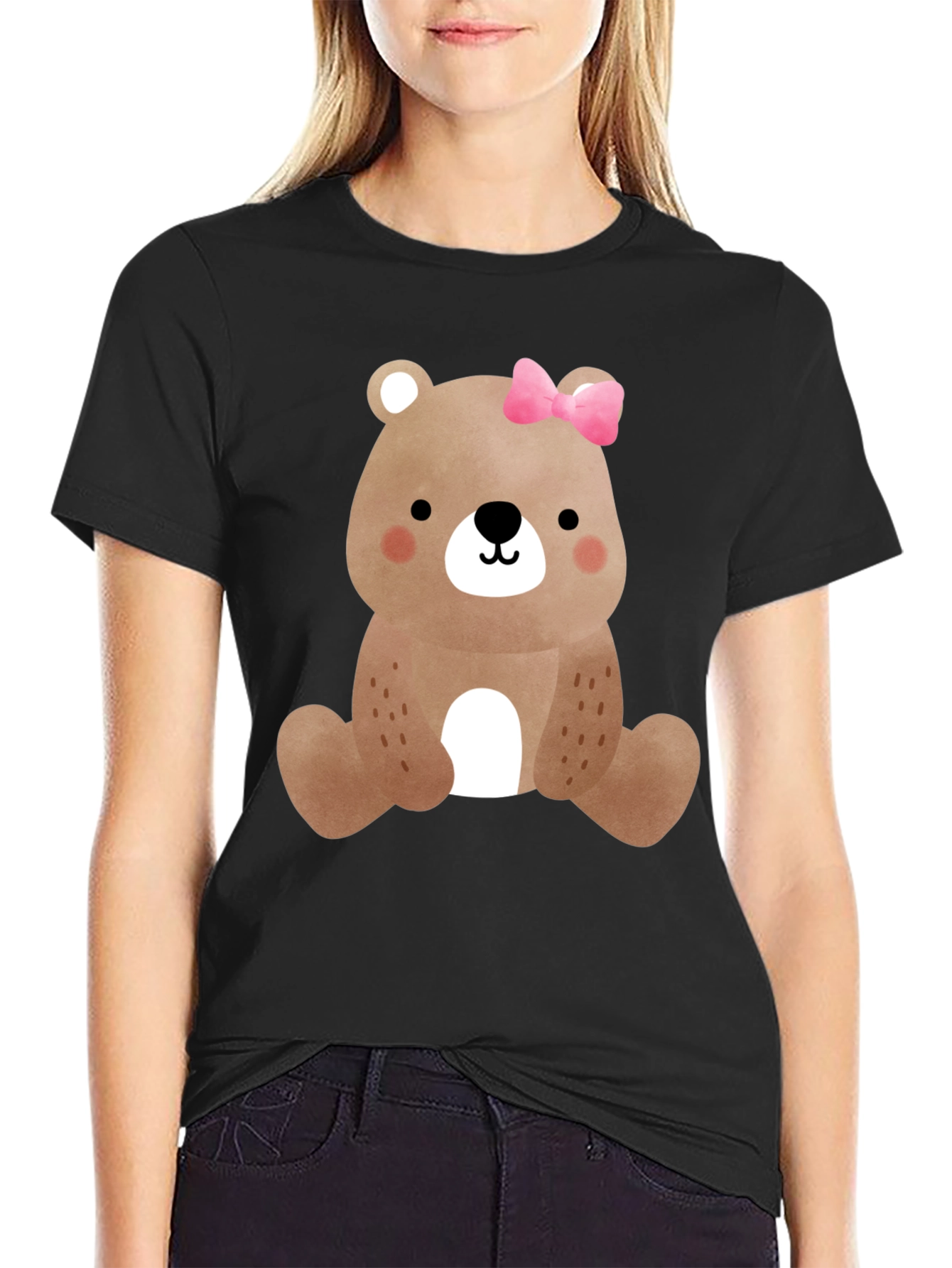 Cute Bear with Bow Mens Graphic Tee