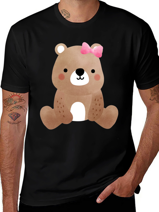 Cute Bear with Bow Mens Graphic Tee