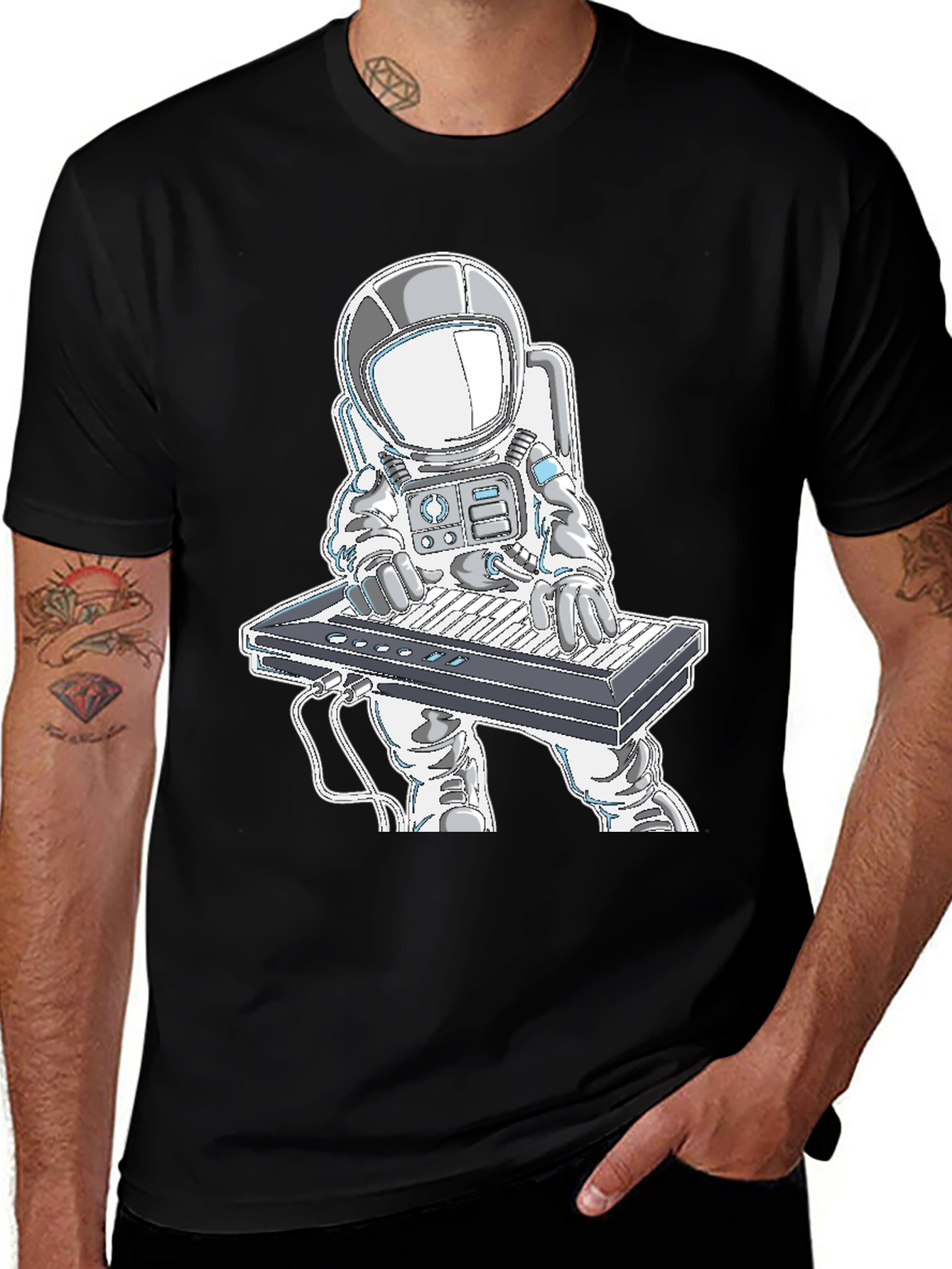 Astronaut Playing Keyboard Graphic T-Shirt