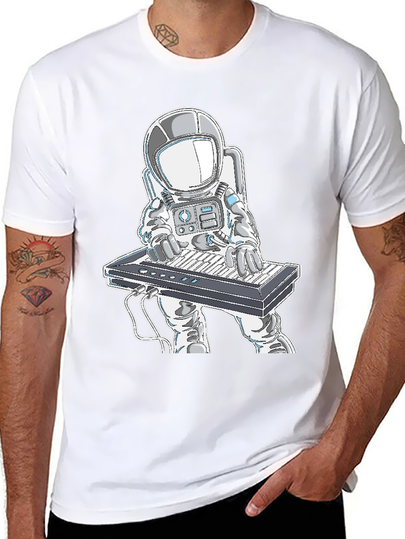Astronaut Playing Keyboard Graphic T-Shirt