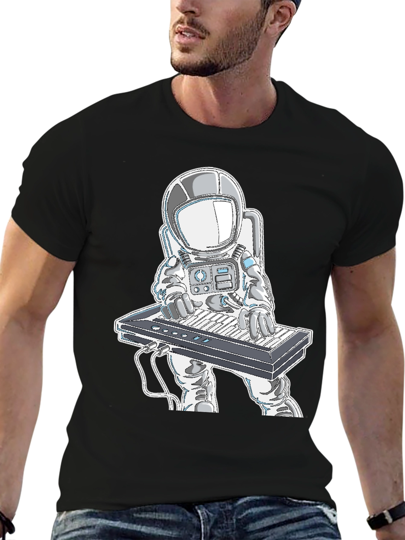Astronaut Playing Keyboard Graphic T-Shirt
