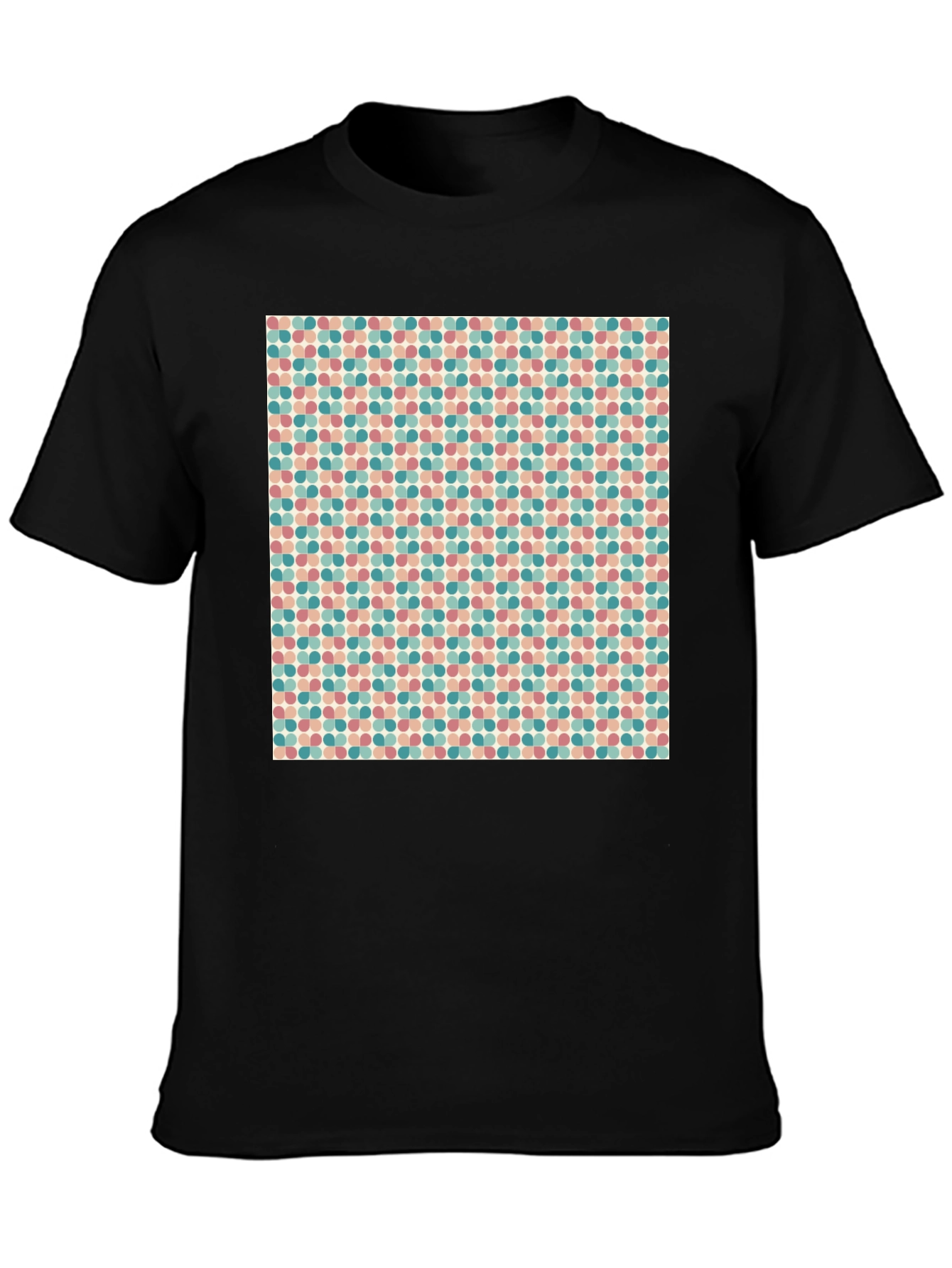 Retro Polka Dot Pattern Black T-Shirt