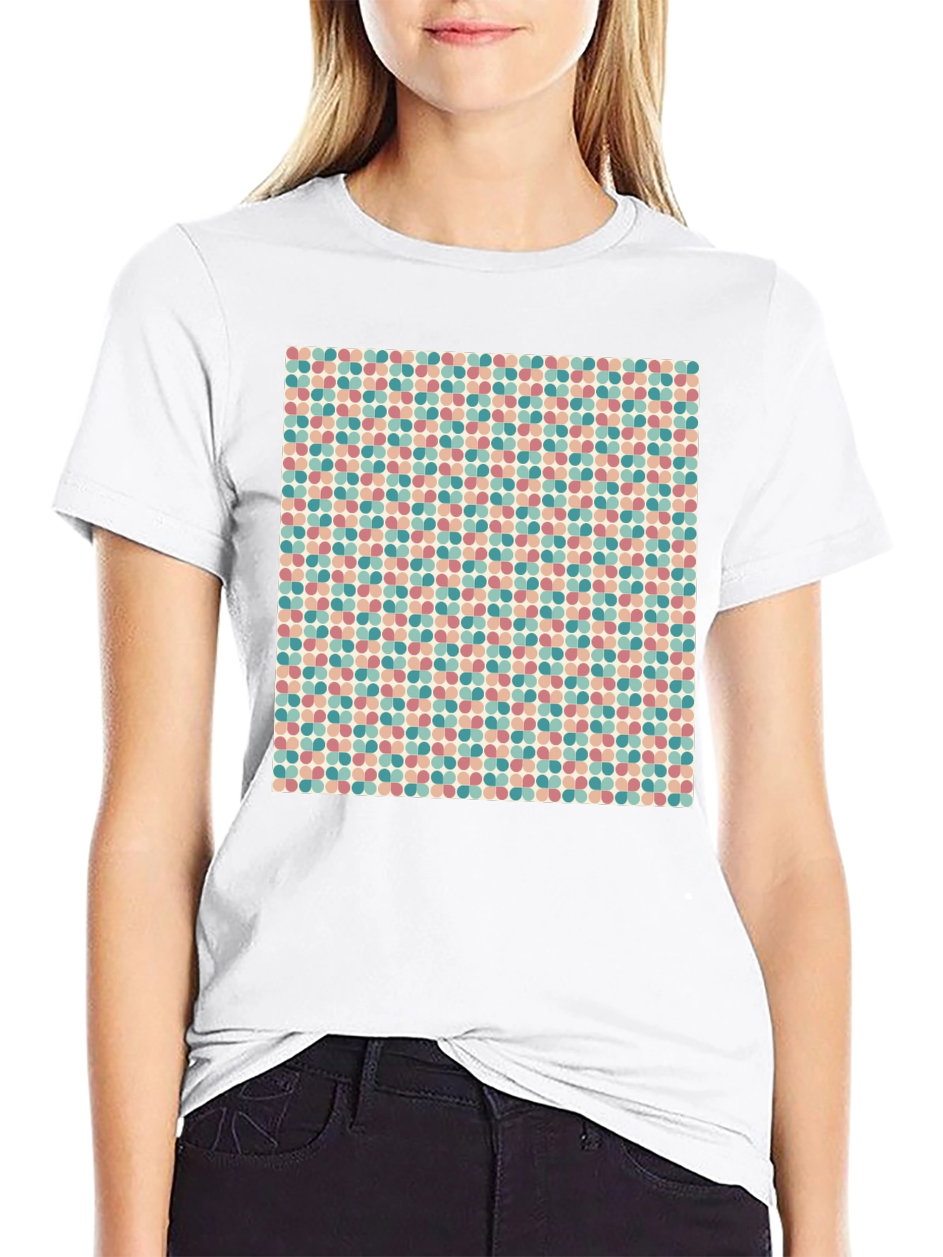 Retro Polka Dot Pattern Black T-Shirt