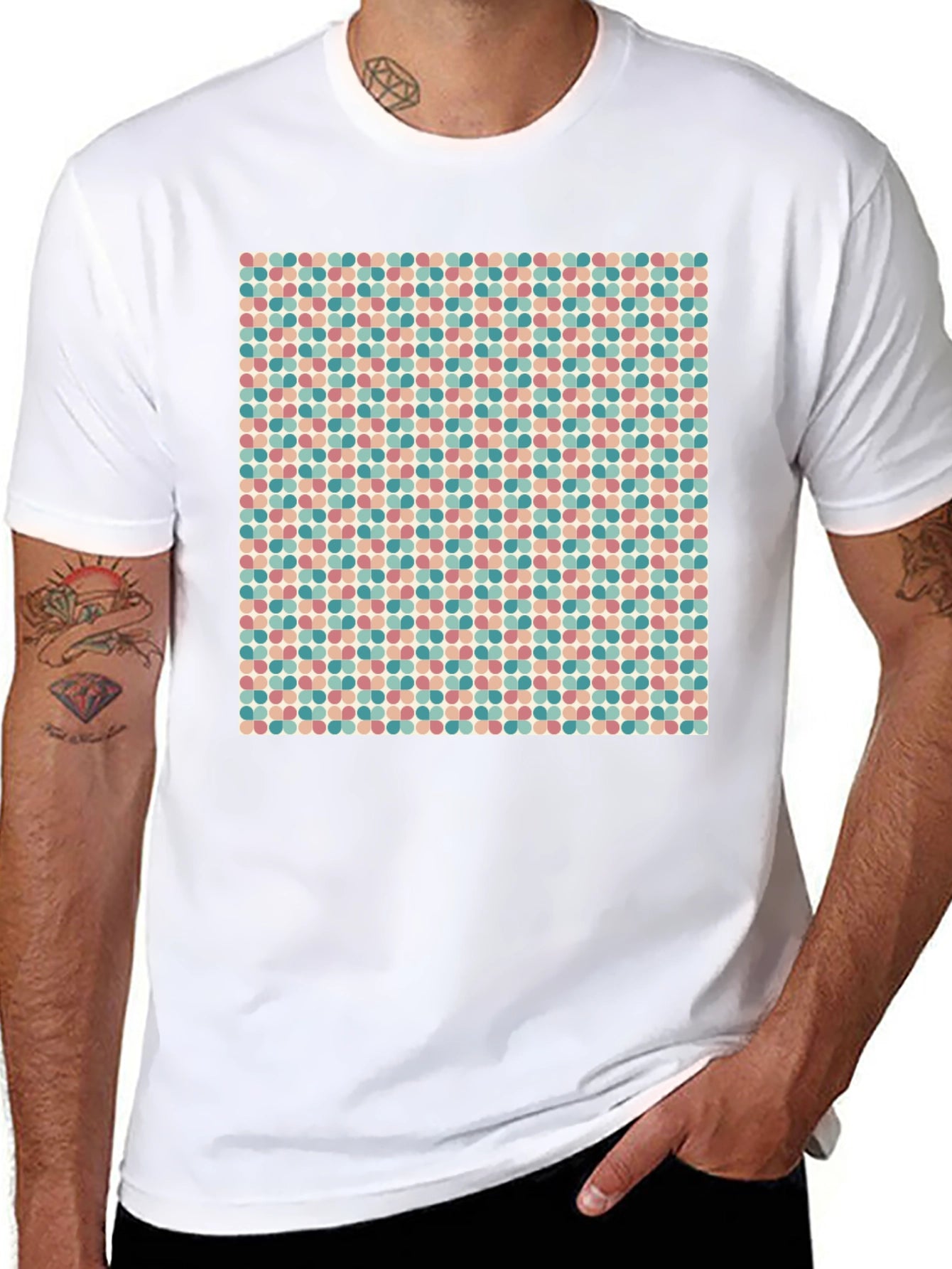Retro Polka Dot Pattern Black T-Shirt