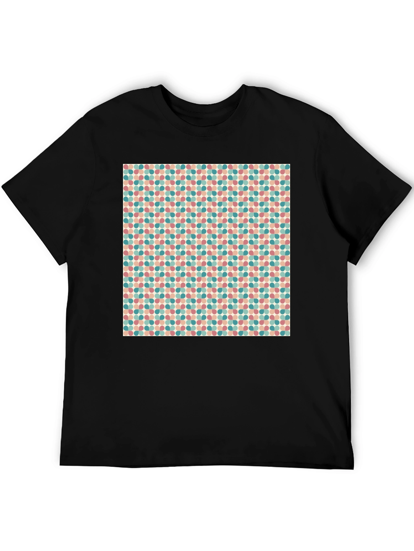 Retro Polka Dot Pattern Black T-Shirt