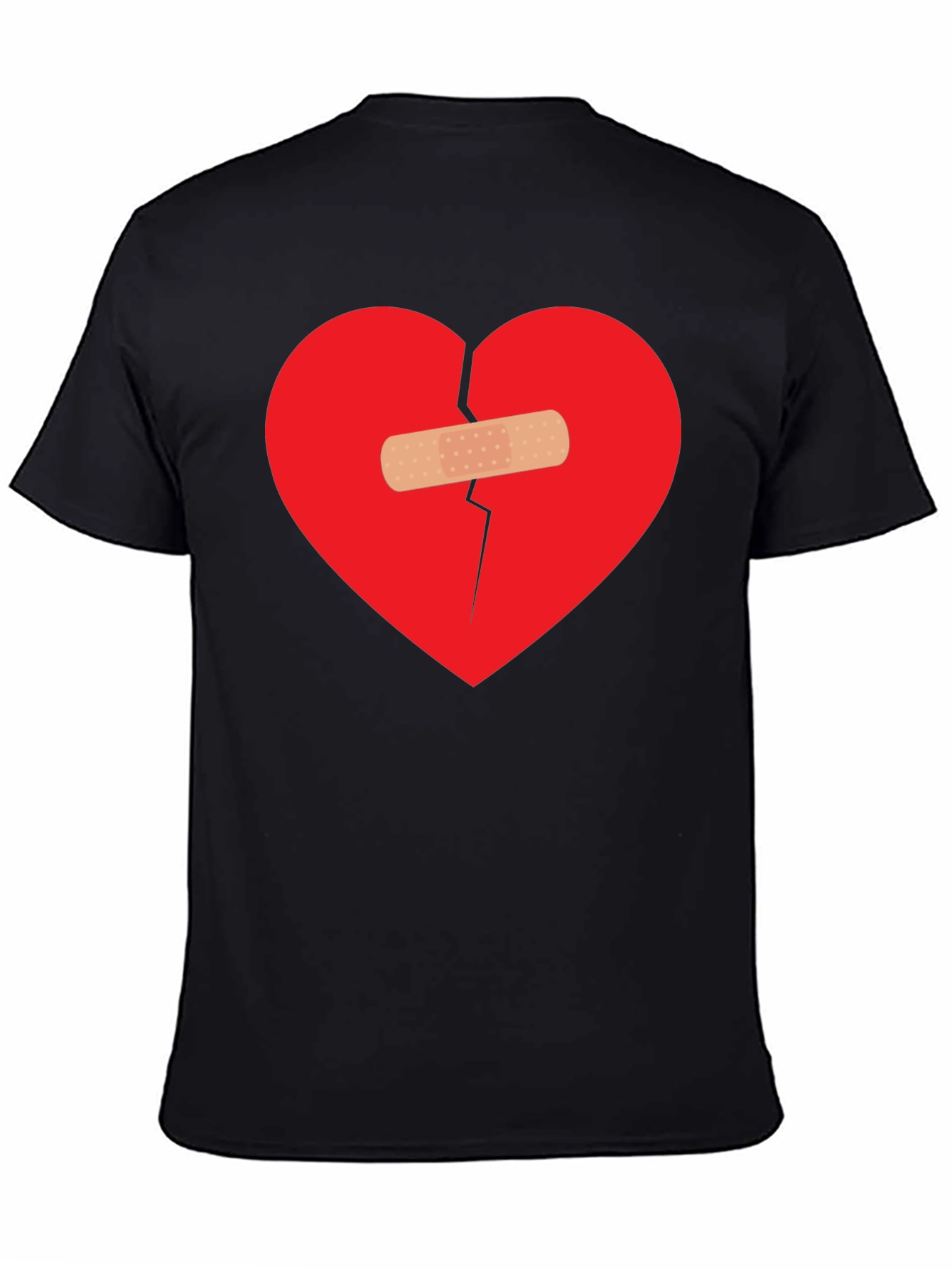 Broken Heart Patch Tee - Black Casual T-Shirt