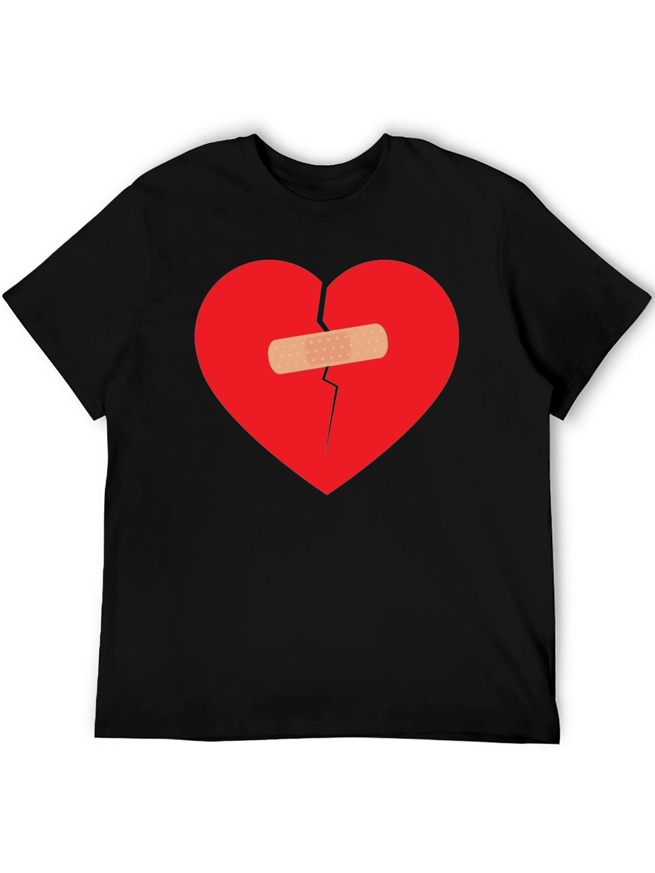 Broken Heart Patch Tee - Black Casual T-Shirt