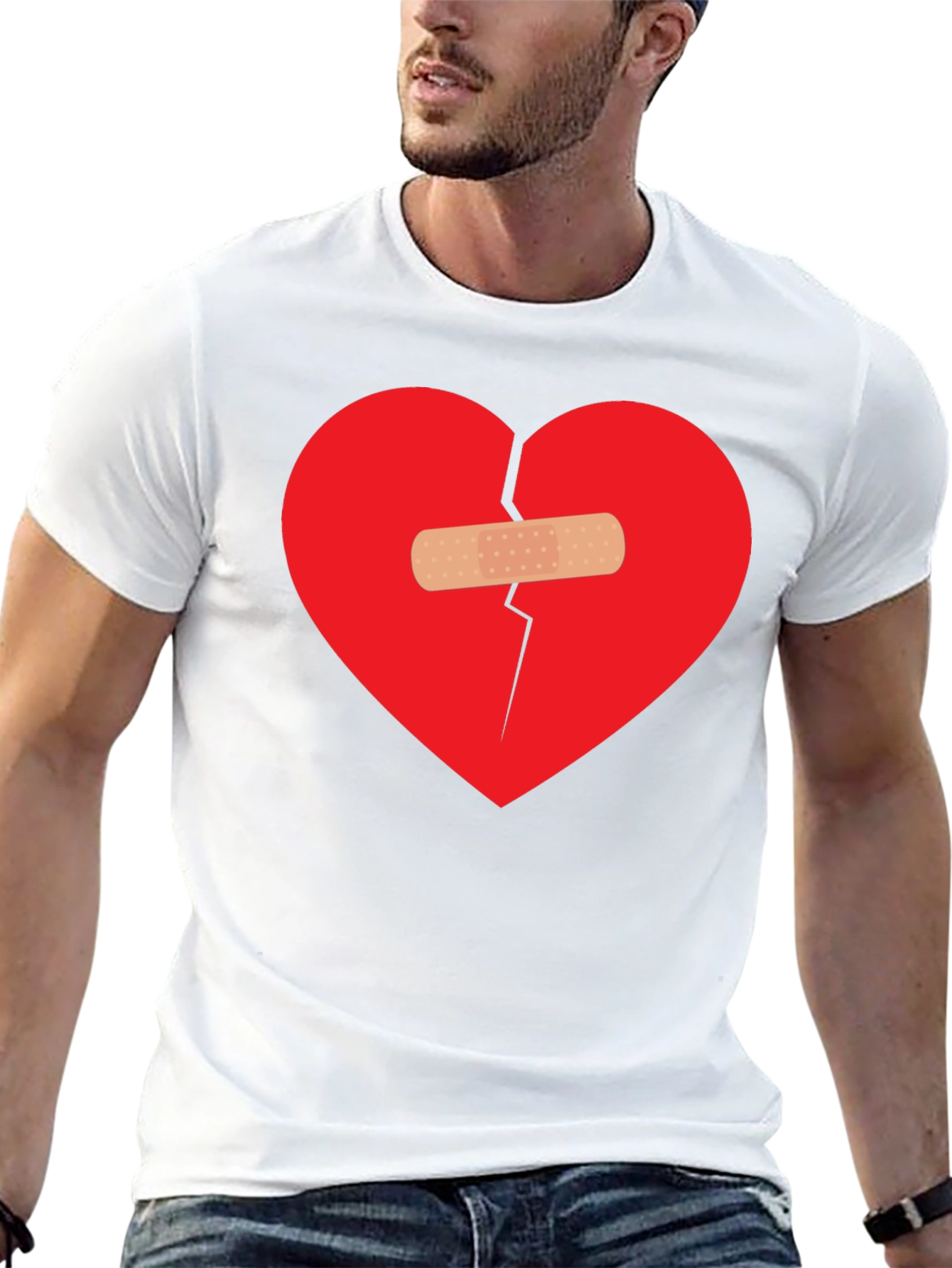 Broken Heart Patch Tee - Black Casual T-Shirt