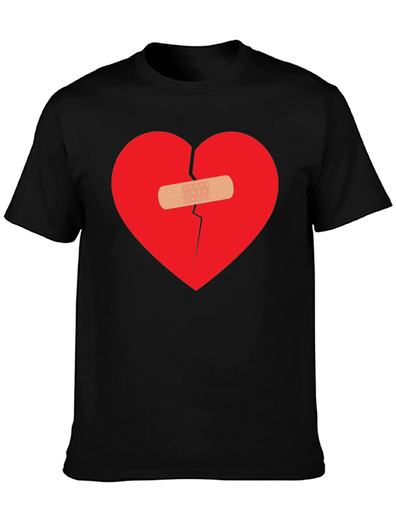 Broken Heart Patch Tee - Black Casual T-Shirt