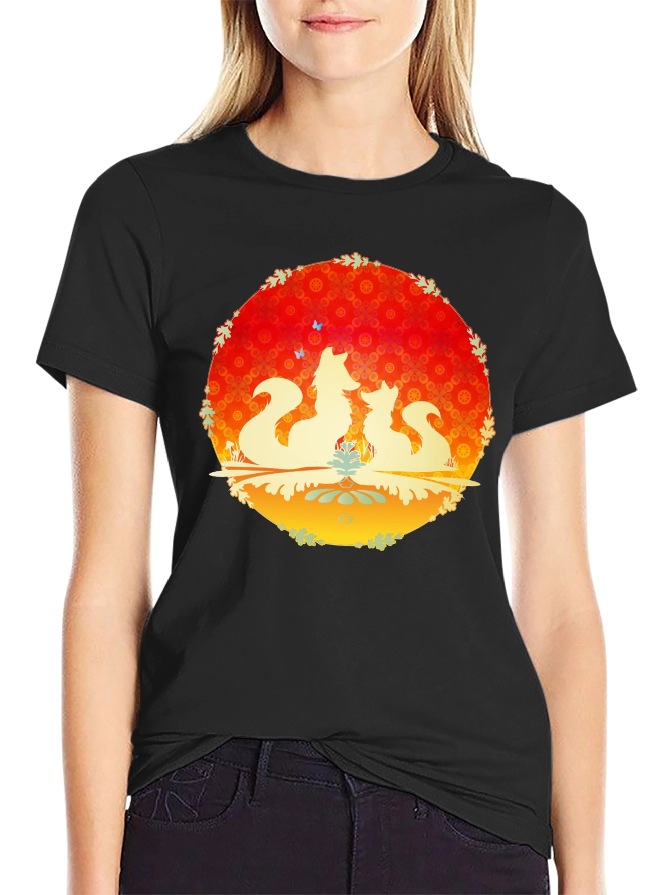 Fox Silhouette Graphic Black T-Shirt