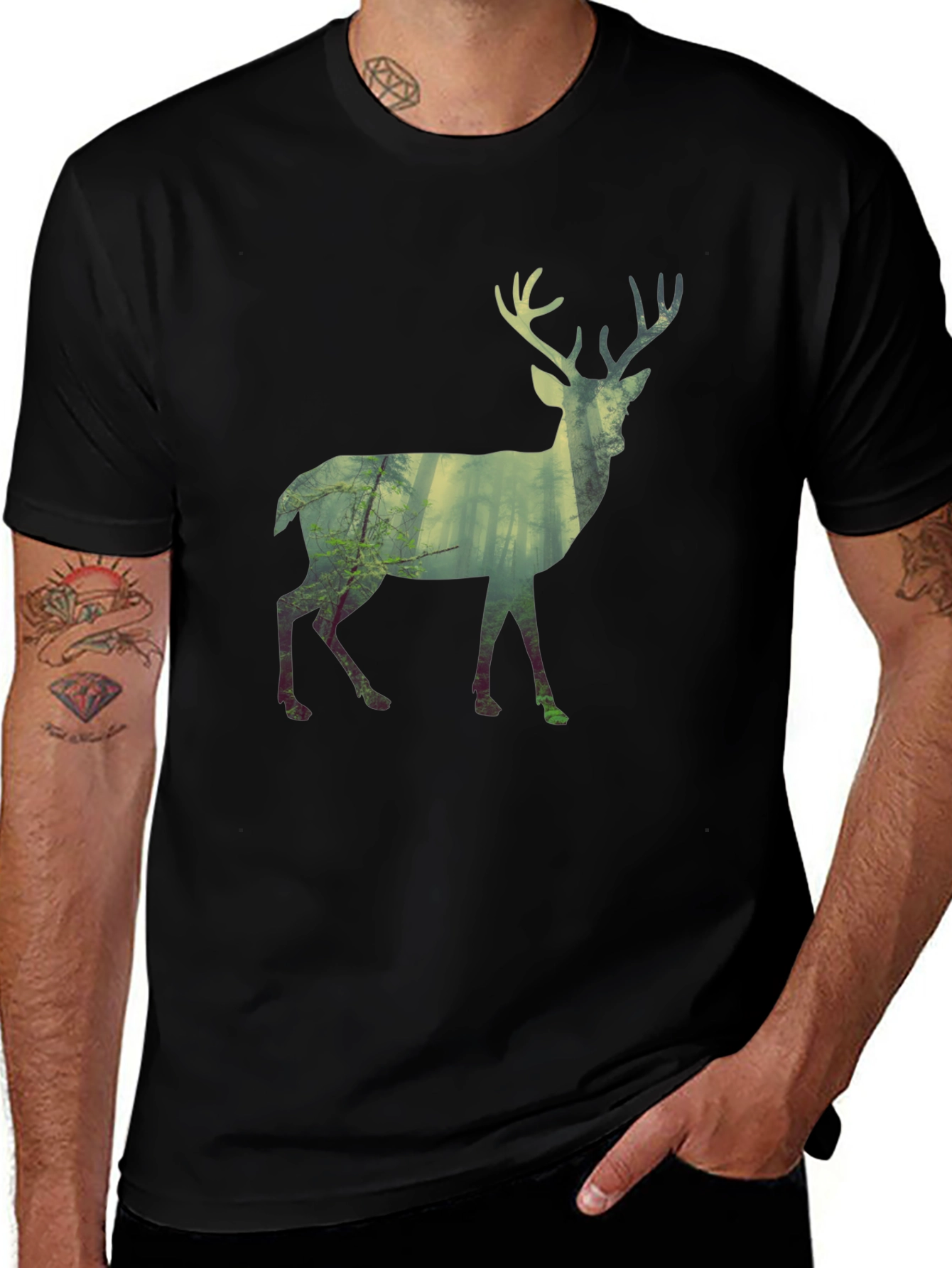 Deer Forest Silhouette Graphic Tee