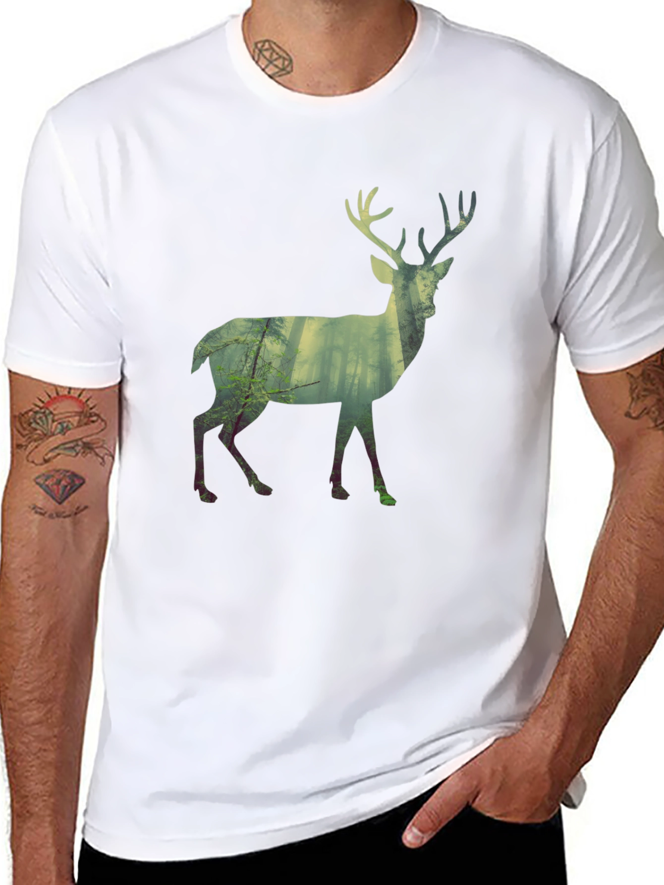 Deer Forest Silhouette Graphic Tee