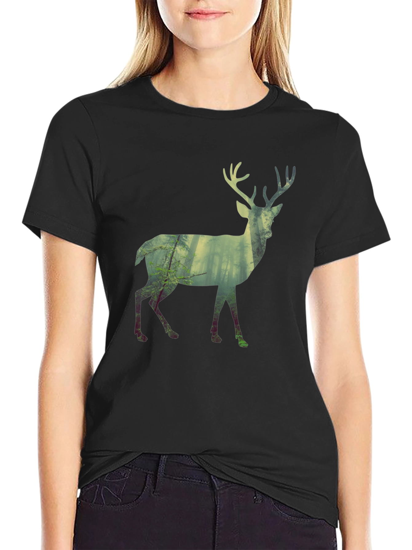 Deer Forest Silhouette Graphic Tee