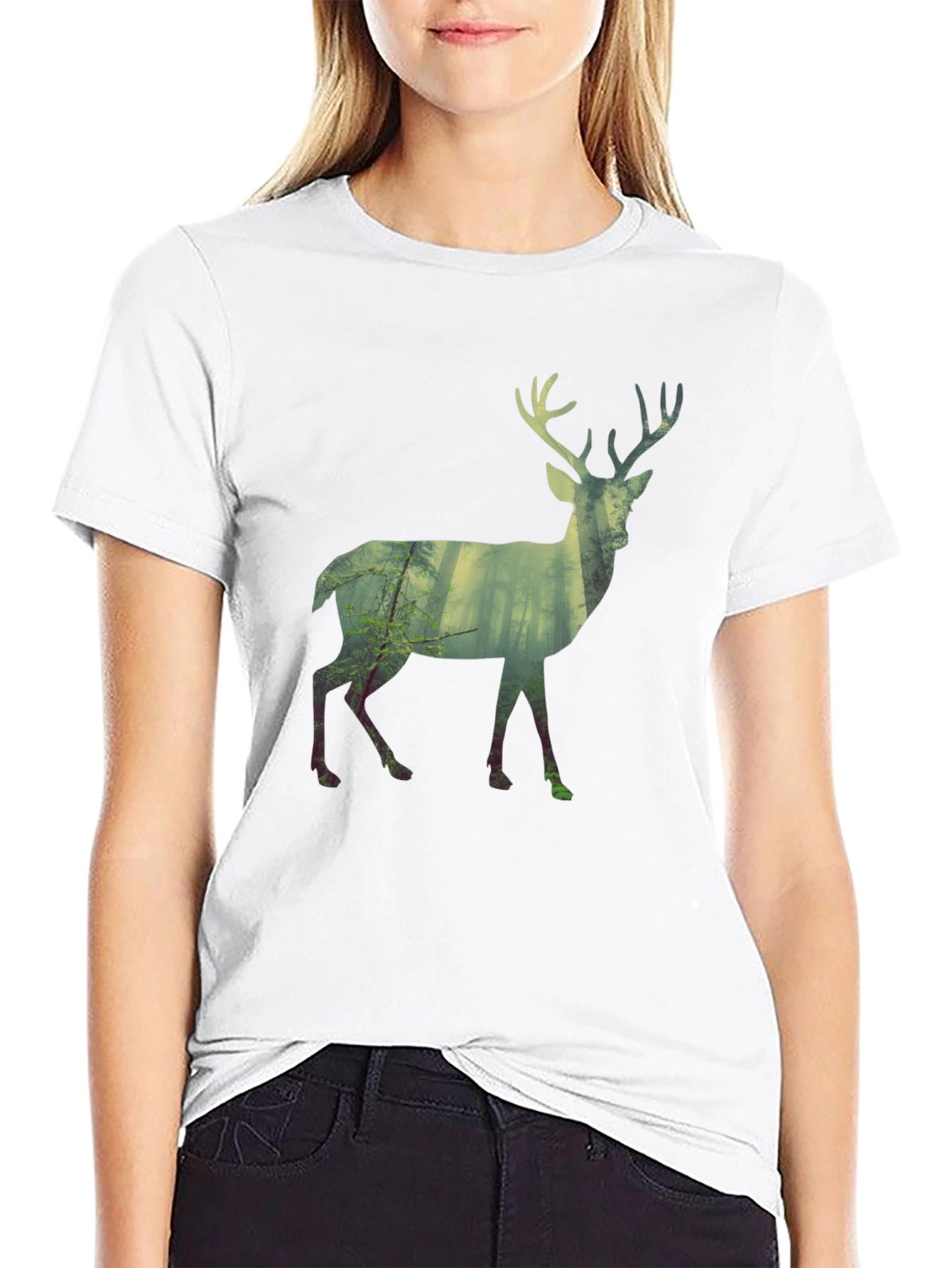 Deer Forest Silhouette Graphic Tee