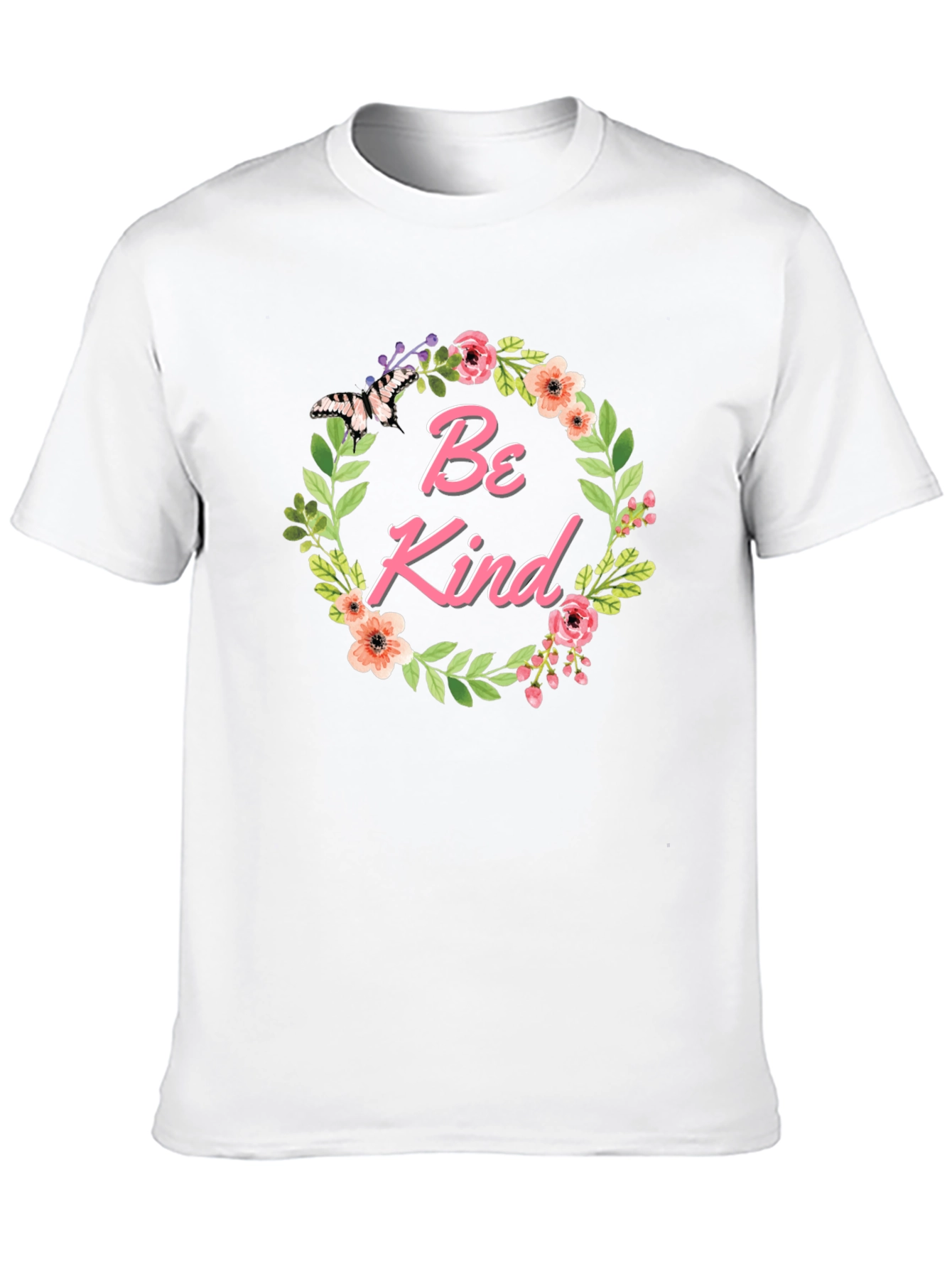 Be Kind Floral Wreath Black T-Shirt