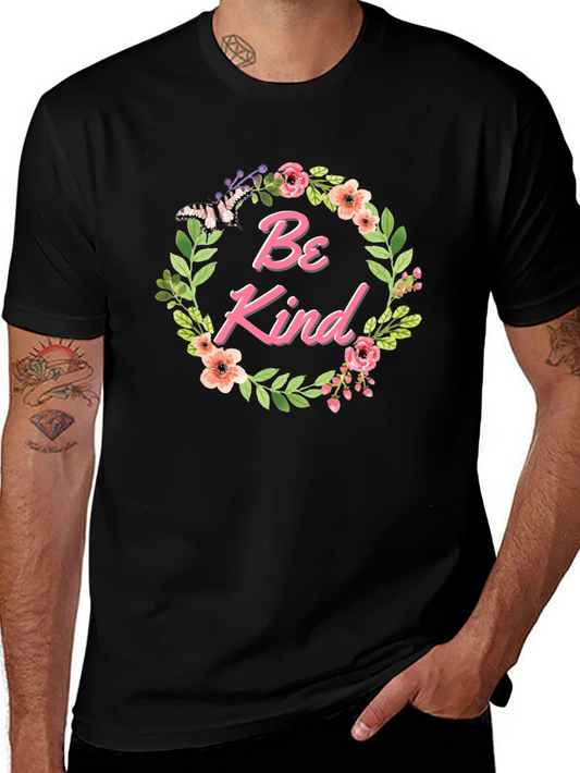 Be Kind Floral Wreath Black T-Shirt