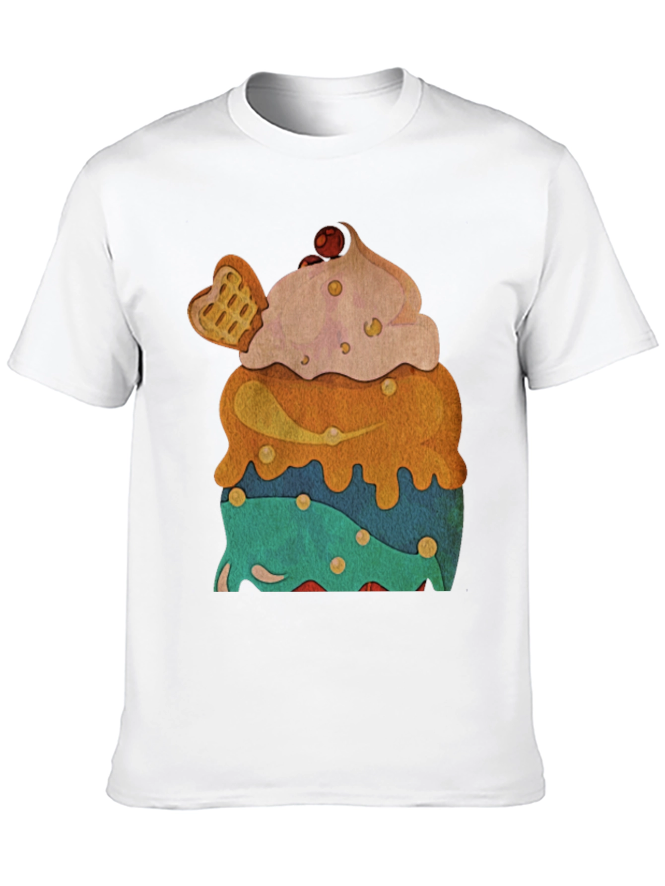 Novelty Dessert T-Shirt - Cupcake with Waffle Heart