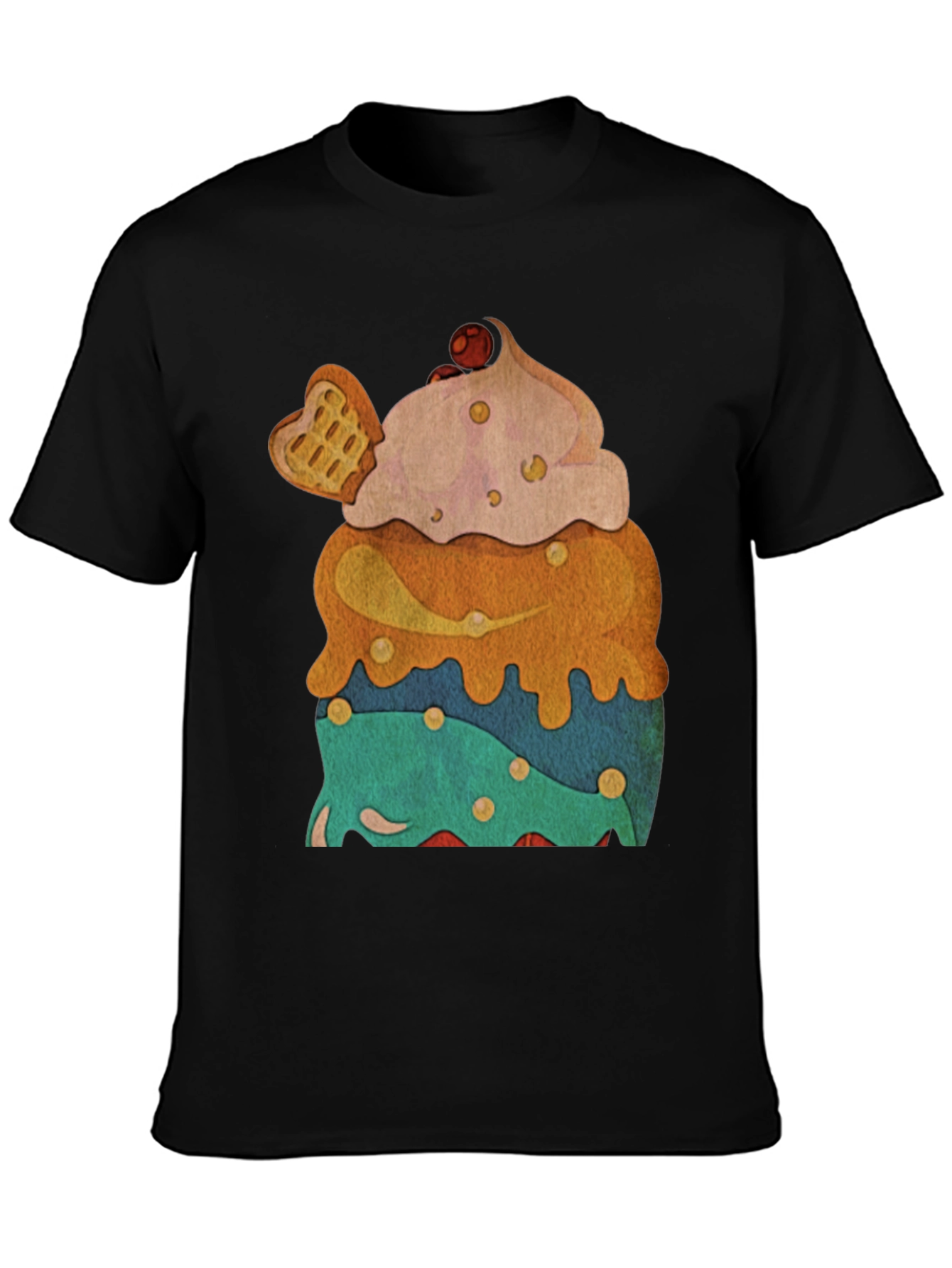 Novelty Dessert T-Shirt - Cupcake with Waffle Heart