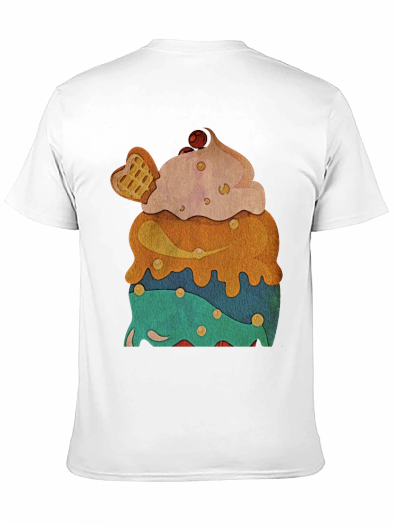 Novelty Dessert T-Shirt - Cupcake with Waffle Heart