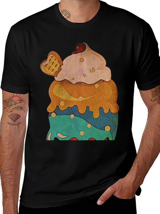 Novelty Dessert T-Shirt - Cupcake with Waffle Heart