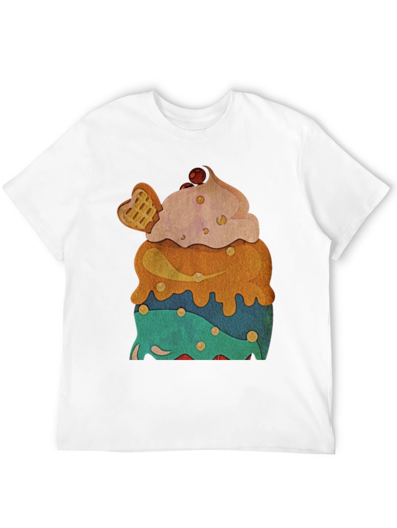Novelty Dessert T-Shirt - Cupcake with Waffle Heart