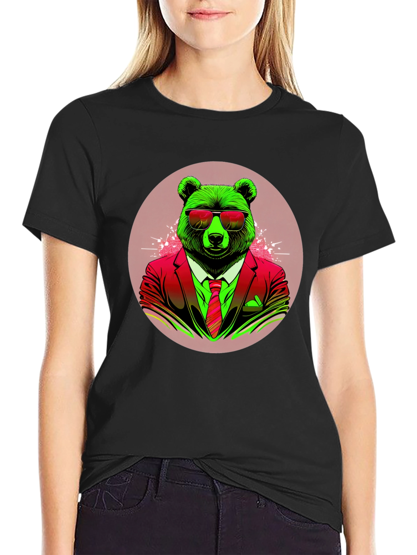 Bear in Suit Graphic Tee - Cool Animal Design