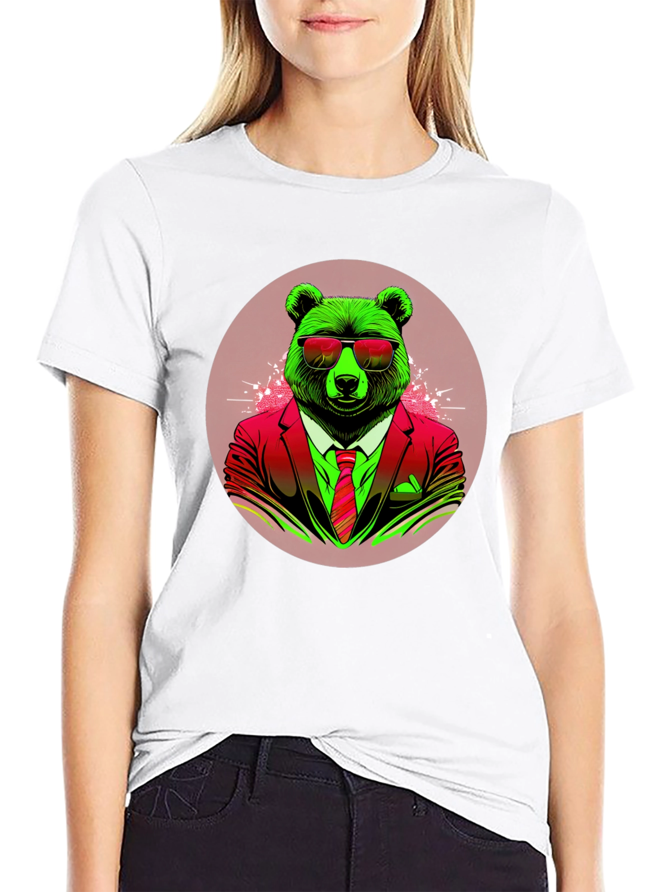 Bear in Suit Graphic Tee - Cool Animal Design