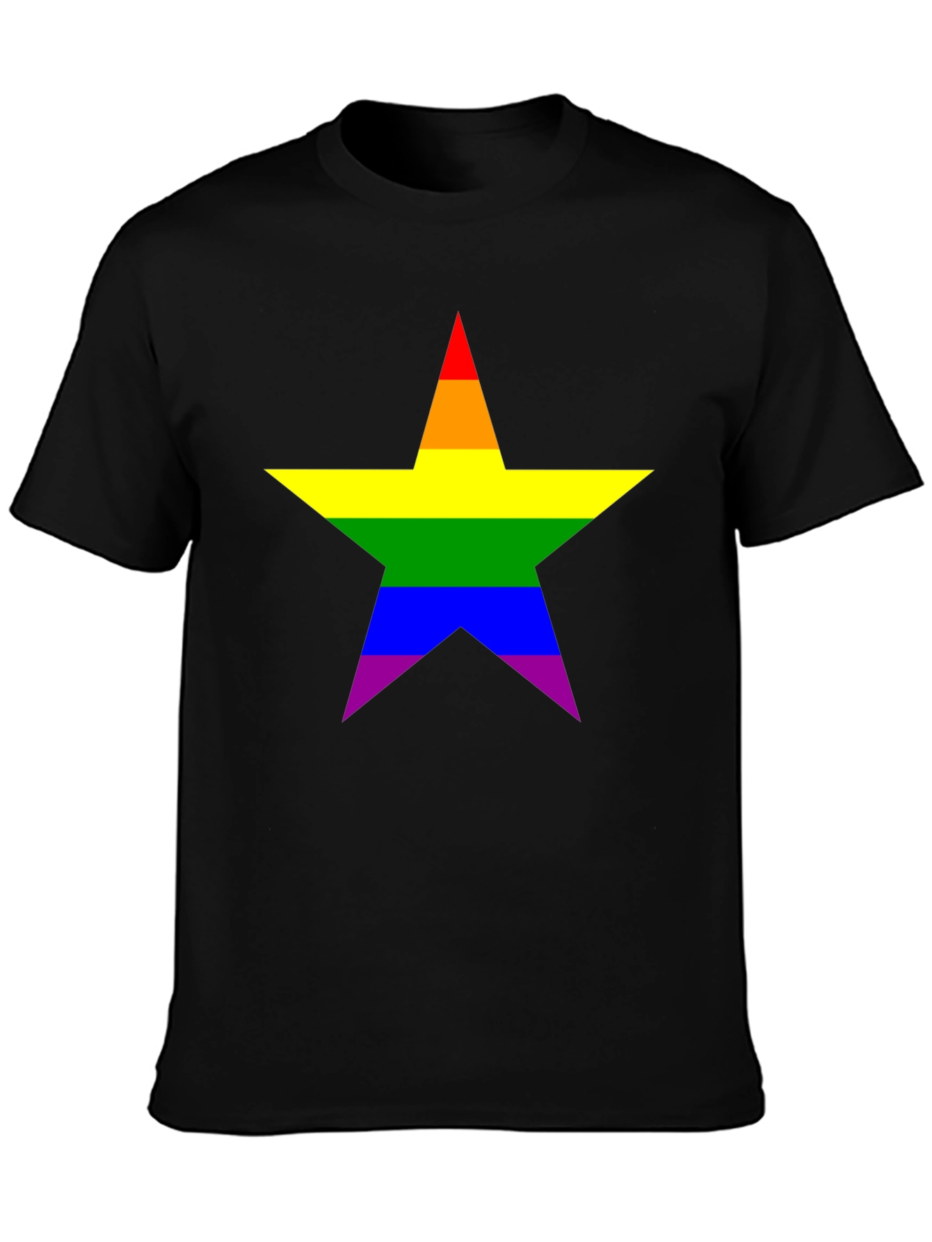 Rainbow Star Pride T-Shirt - Black Cotton Tee