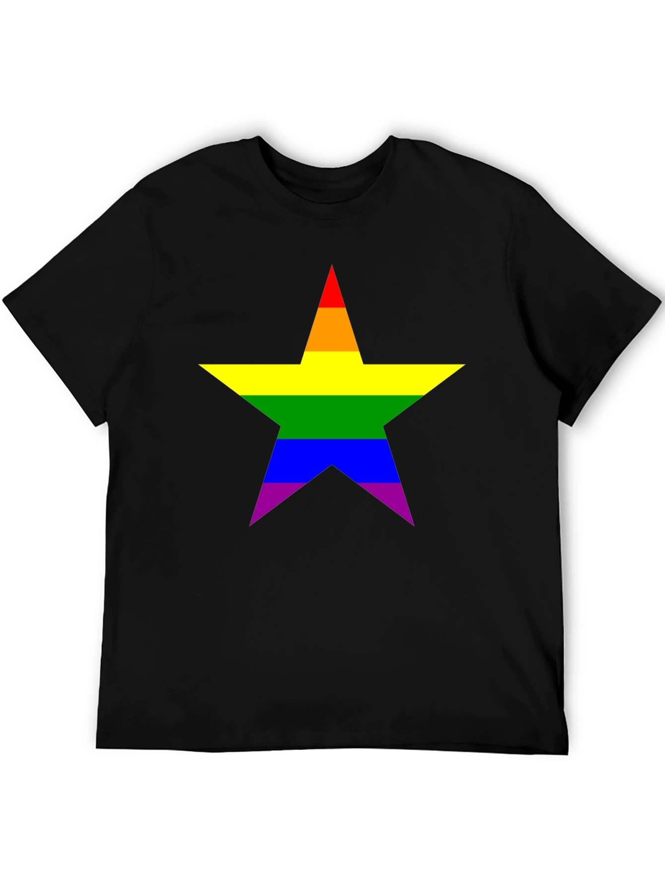 Rainbow Star Pride T-Shirt - Black Cotton Tee