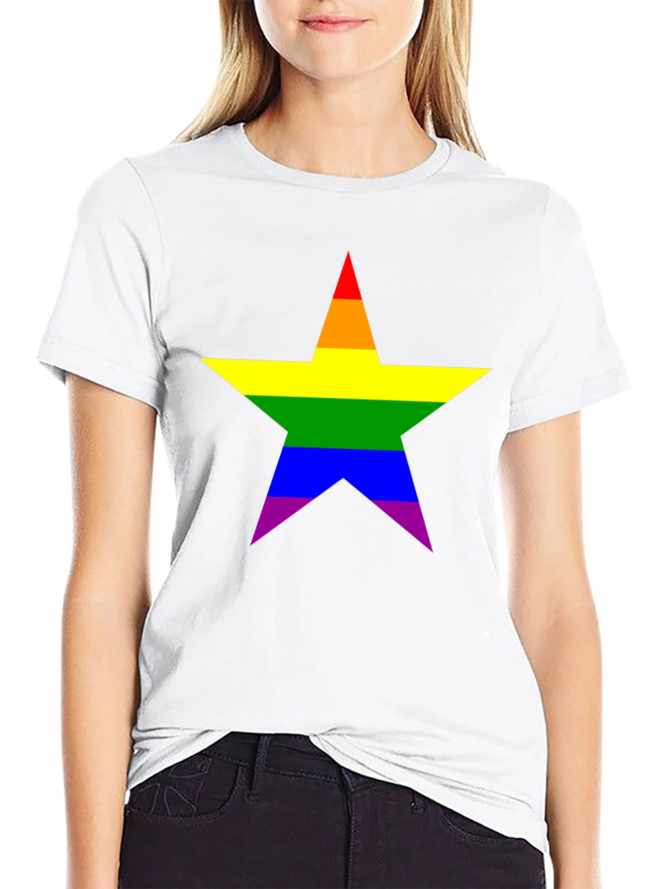 Rainbow Star Pride T-Shirt - Black Cotton Tee