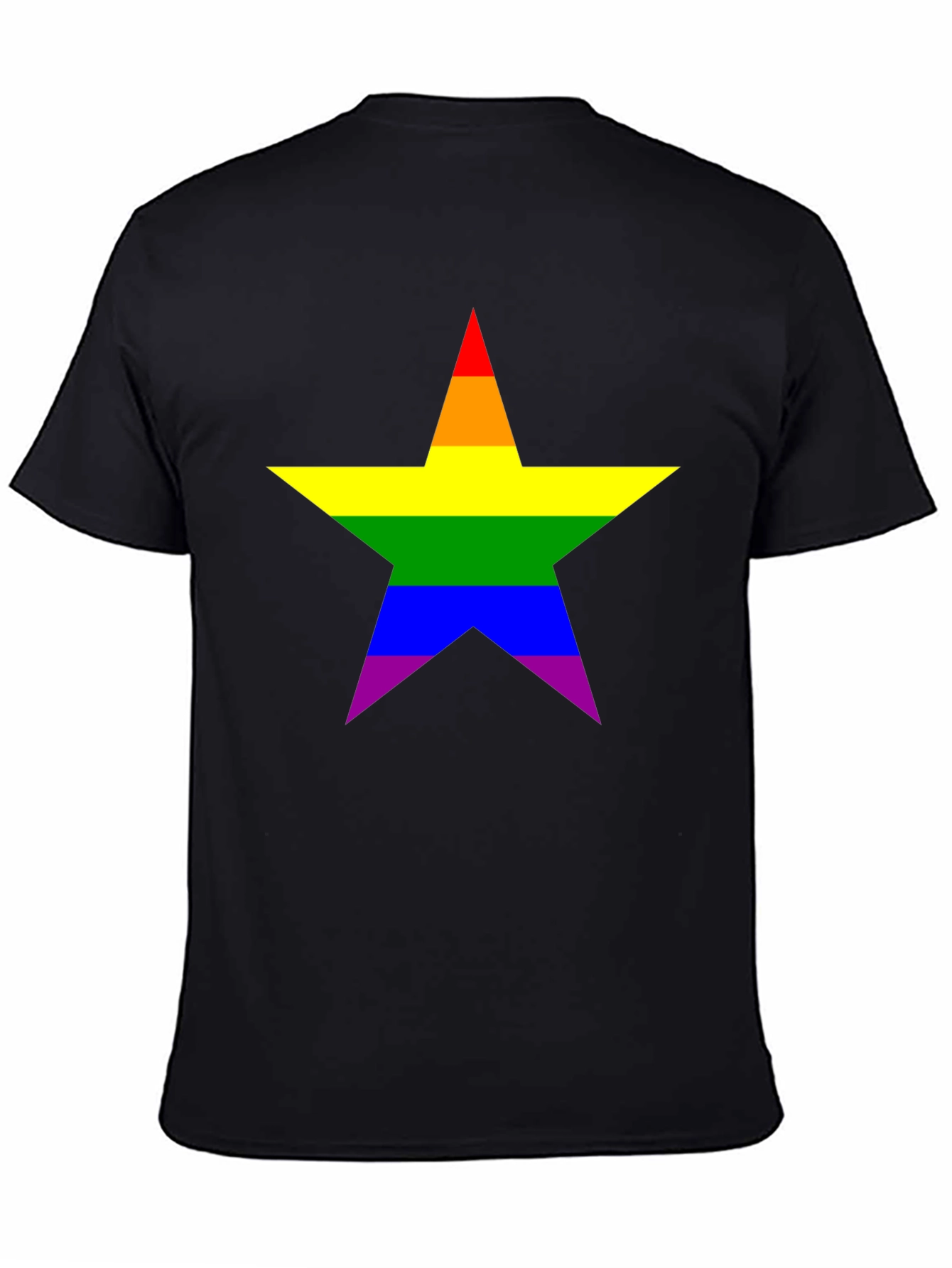 Rainbow Star Pride T-Shirt - Black Cotton Tee