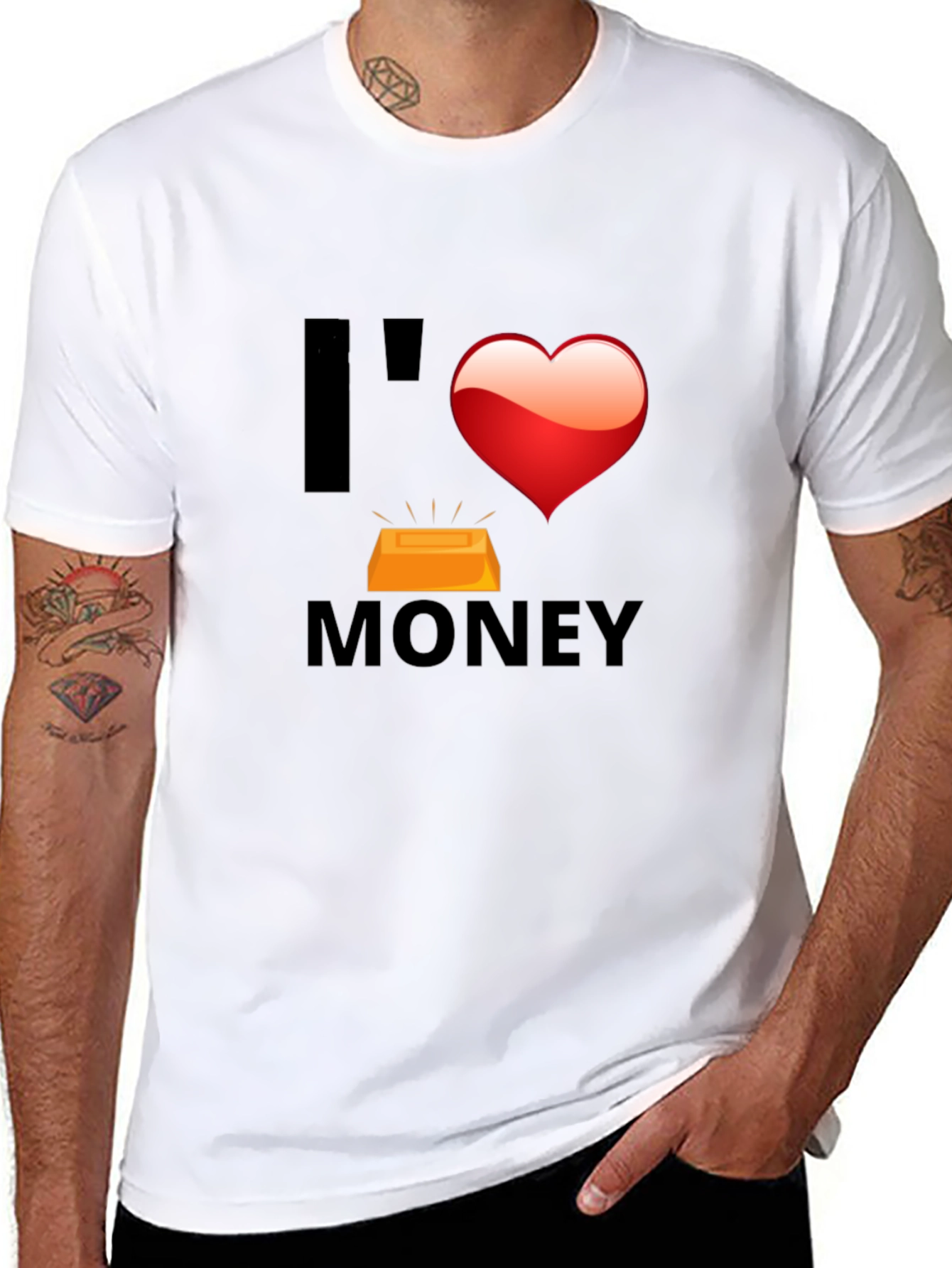 I Love Money Graphic T-Shirt - Black