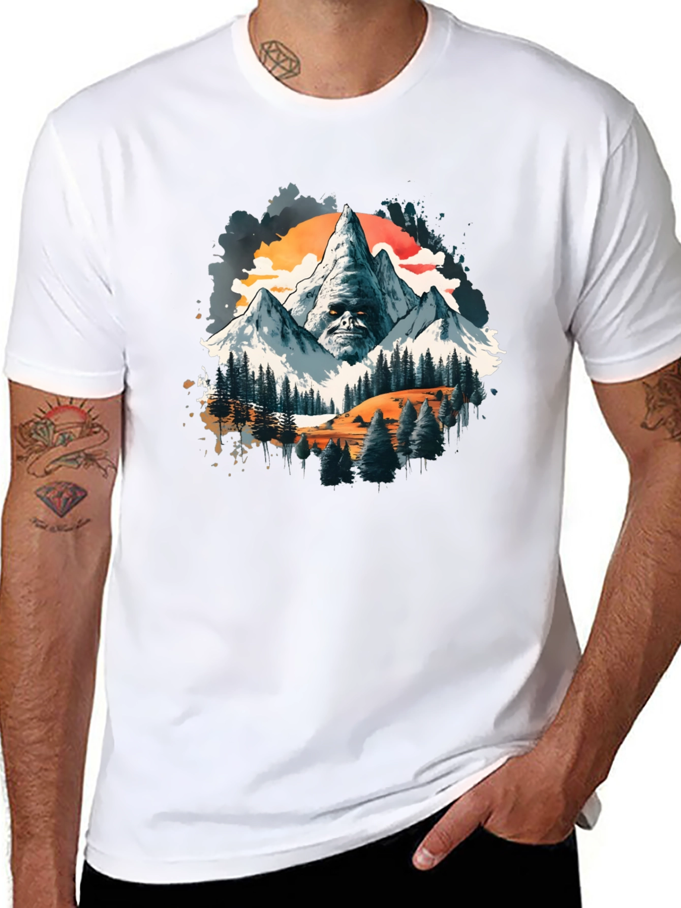 Mountain Face Graphic Tee - Mens Black T-Shirt