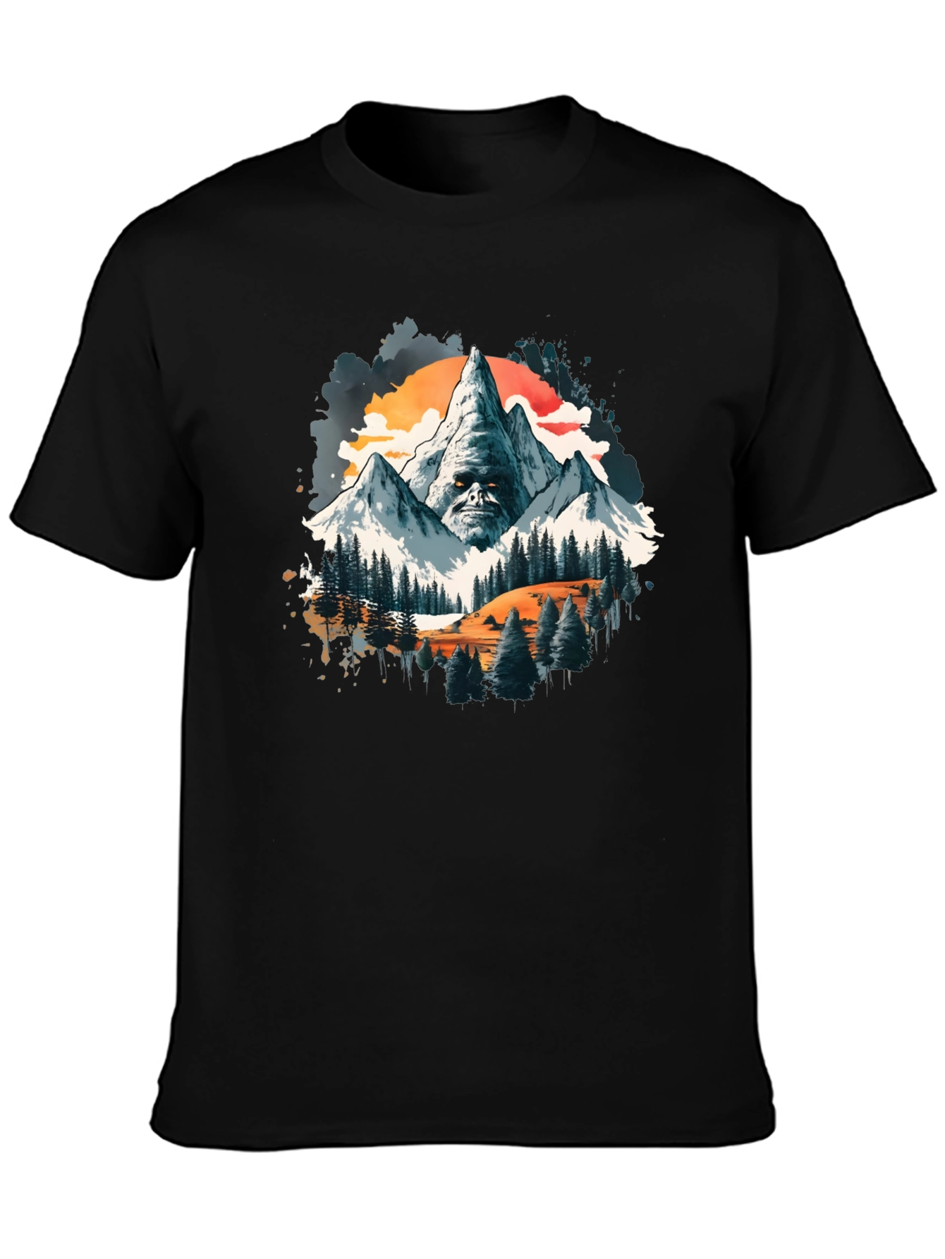 Mountain Face Graphic Tee - Mens Black T-Shirt