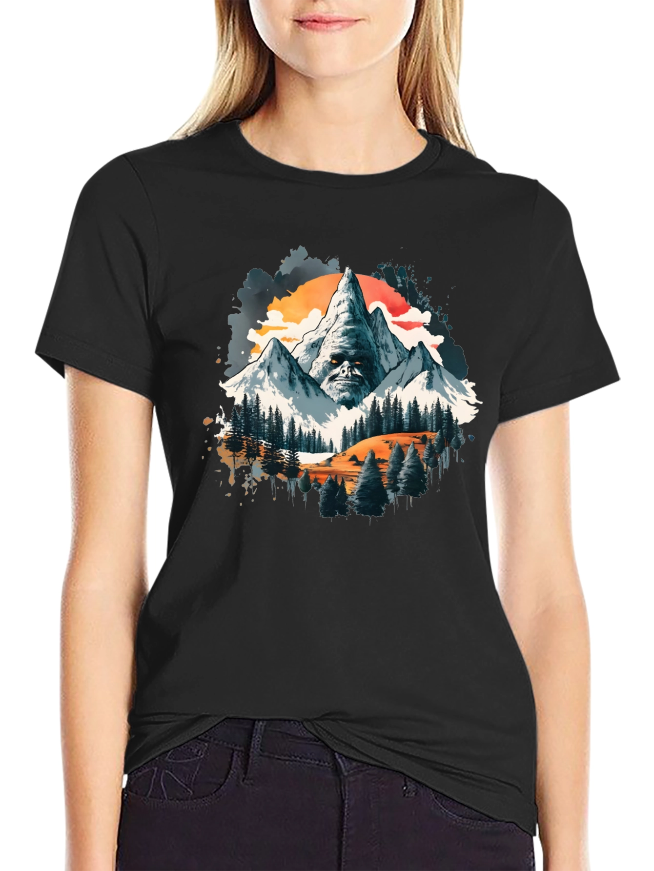 Mountain Face Graphic Tee - Mens Black T-Shirt
