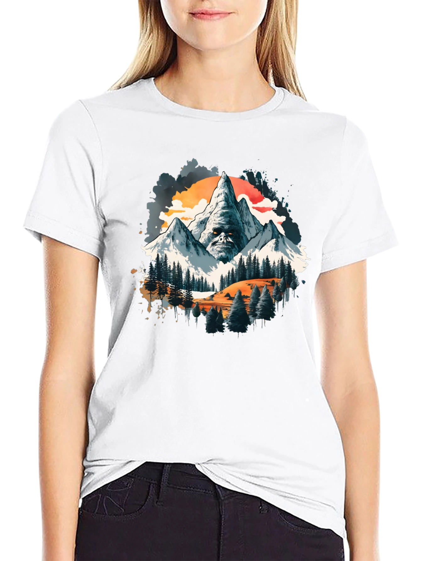 Mountain Face Graphic Tee - Mens Black T-Shirt