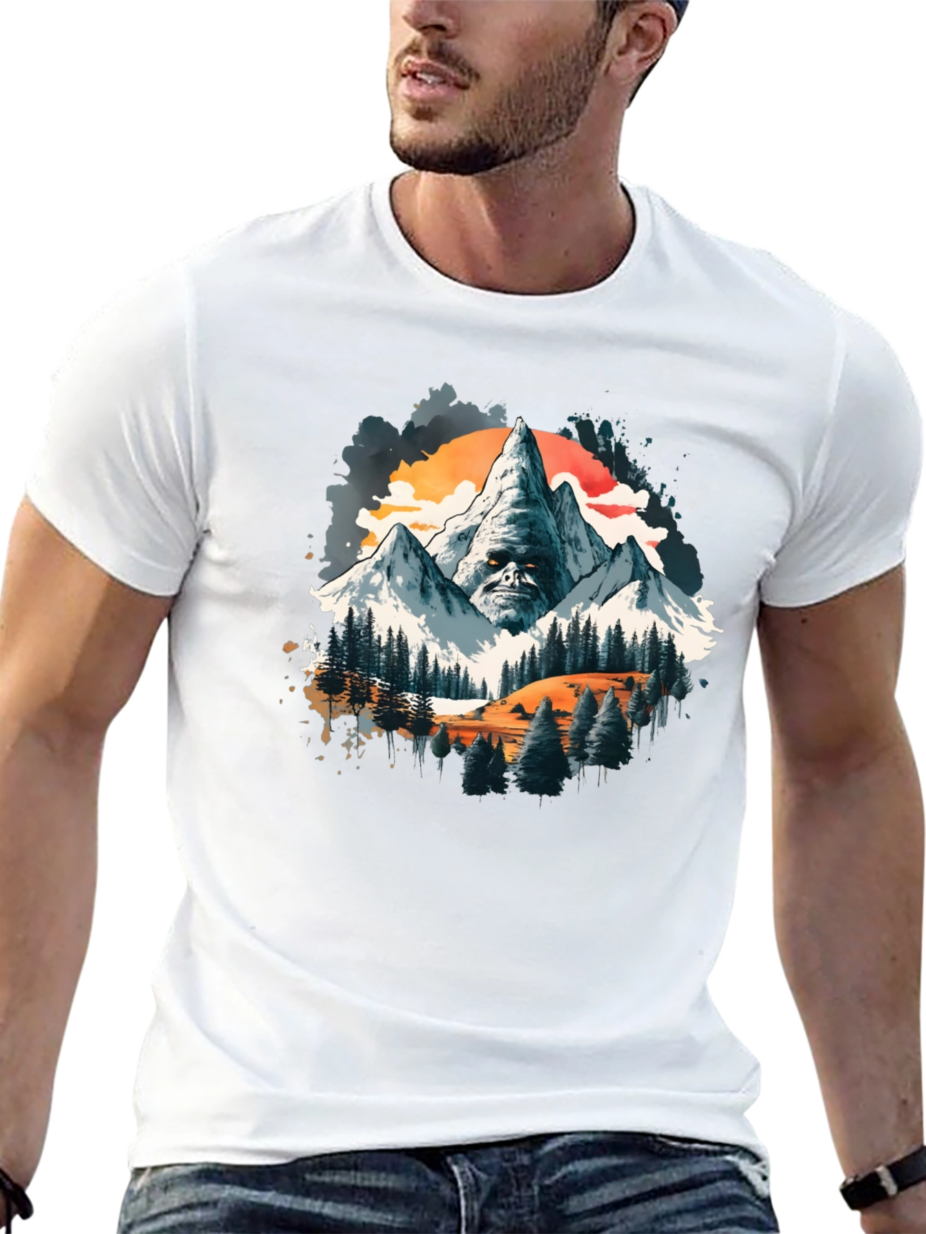 Mountain Face Graphic Tee - Mens Black T-Shirt