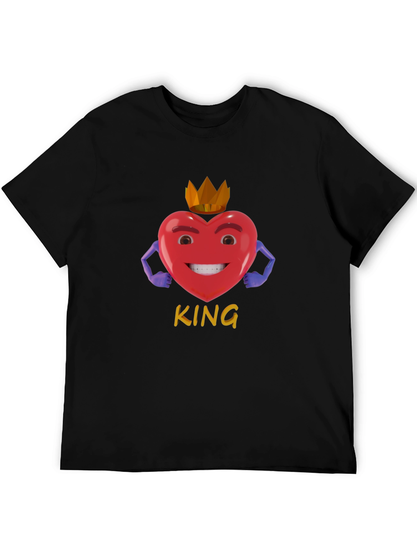 King Heart Graphic T-Shirt - Stylish Black Tee