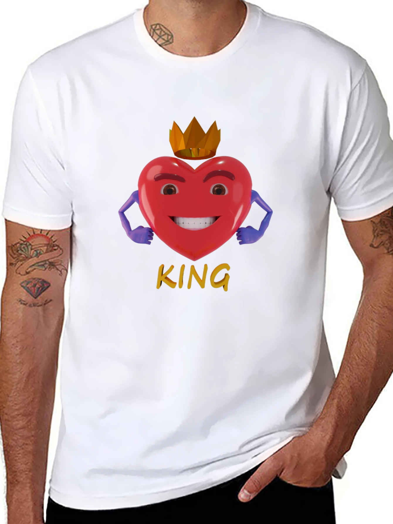 King Heart Graphic T-Shirt - Stylish Black Tee