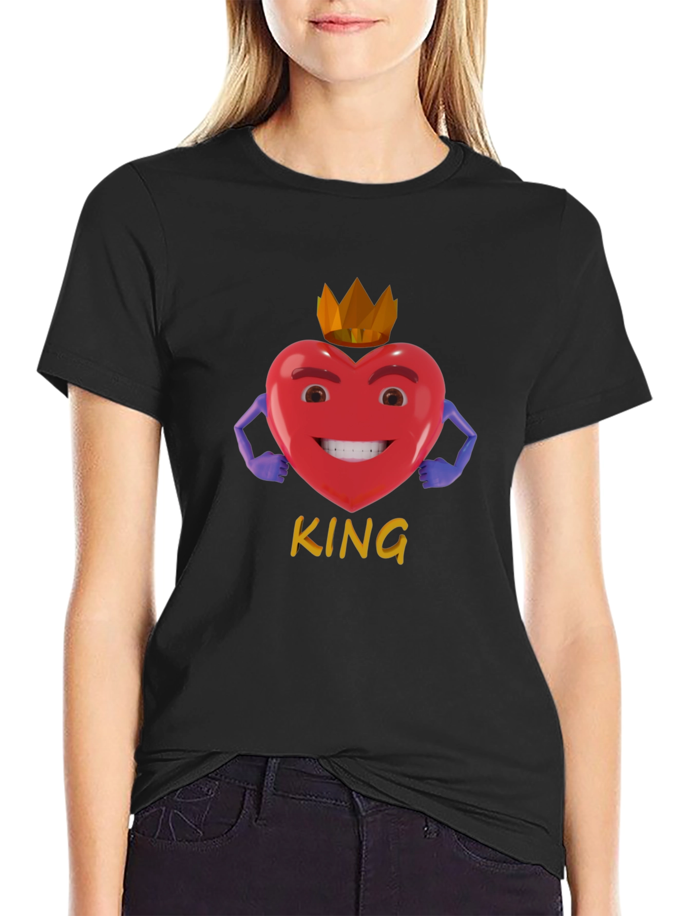 King Heart Graphic T-Shirt - Stylish Black Tee