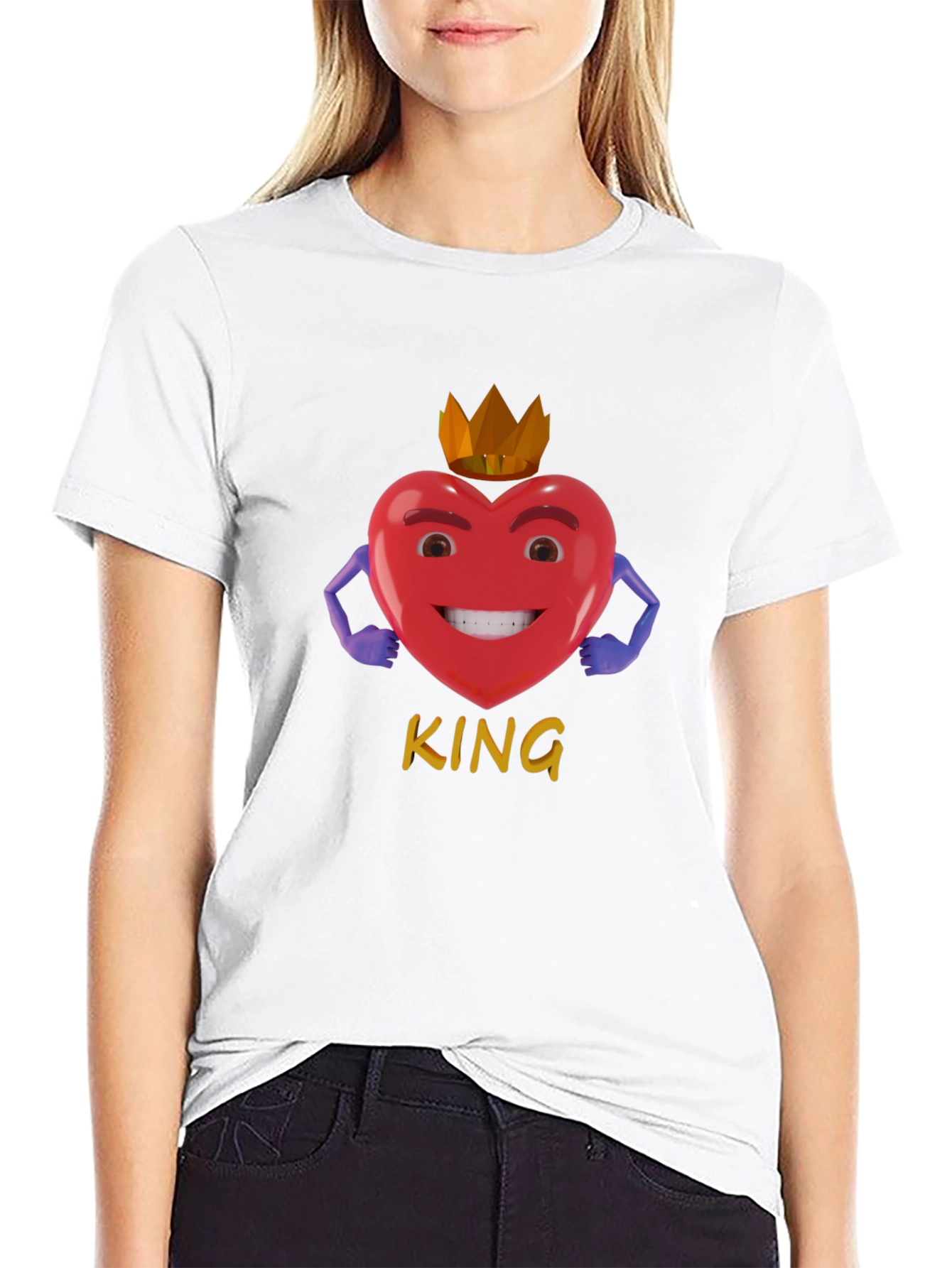 King Heart Graphic T-Shirt - Stylish Black Tee