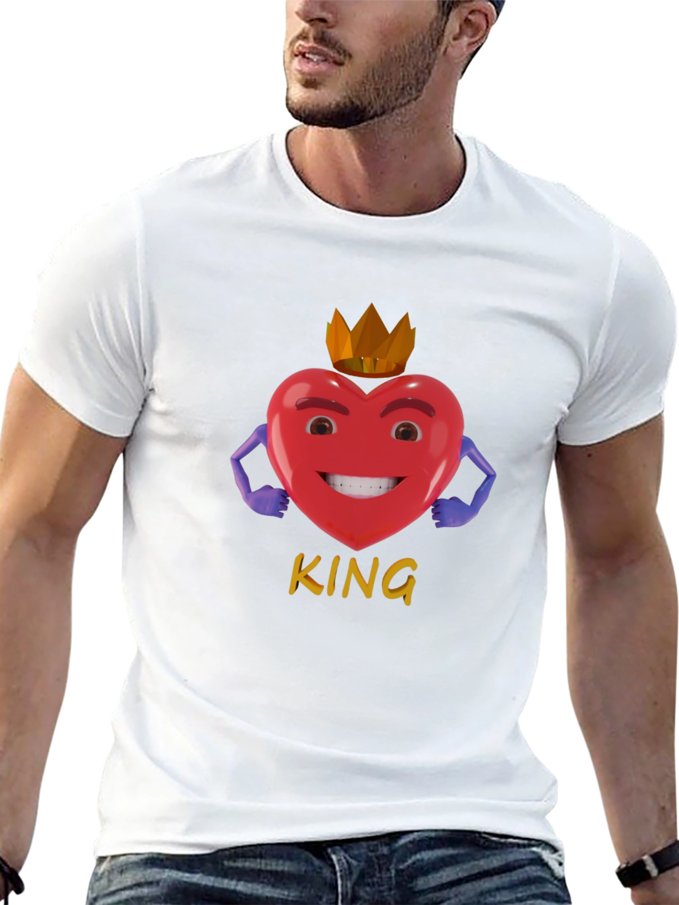 King Heart Graphic T-Shirt - Stylish Black Tee