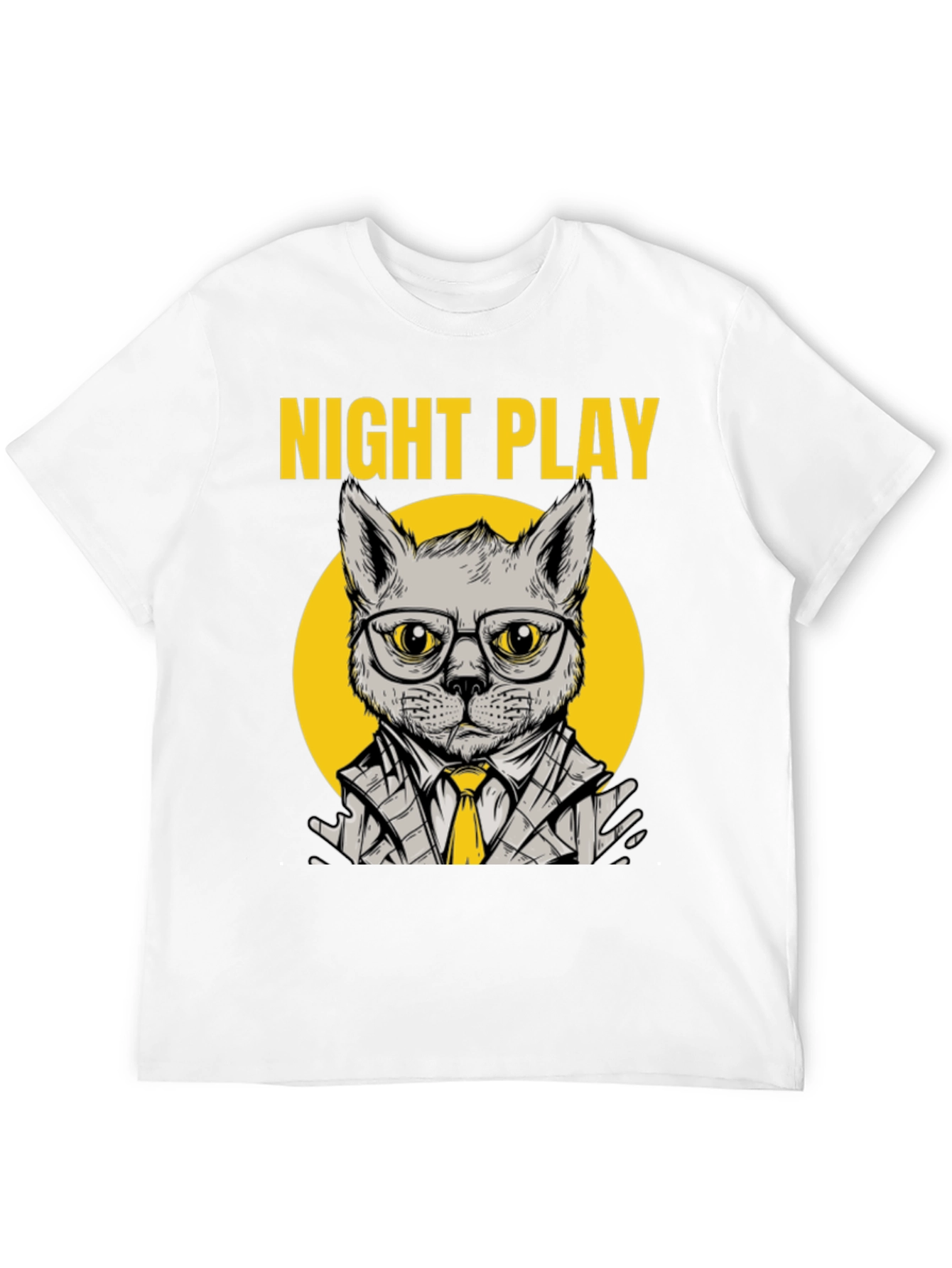 Night Play Cat Graphic Tee - Trendy Cool Design