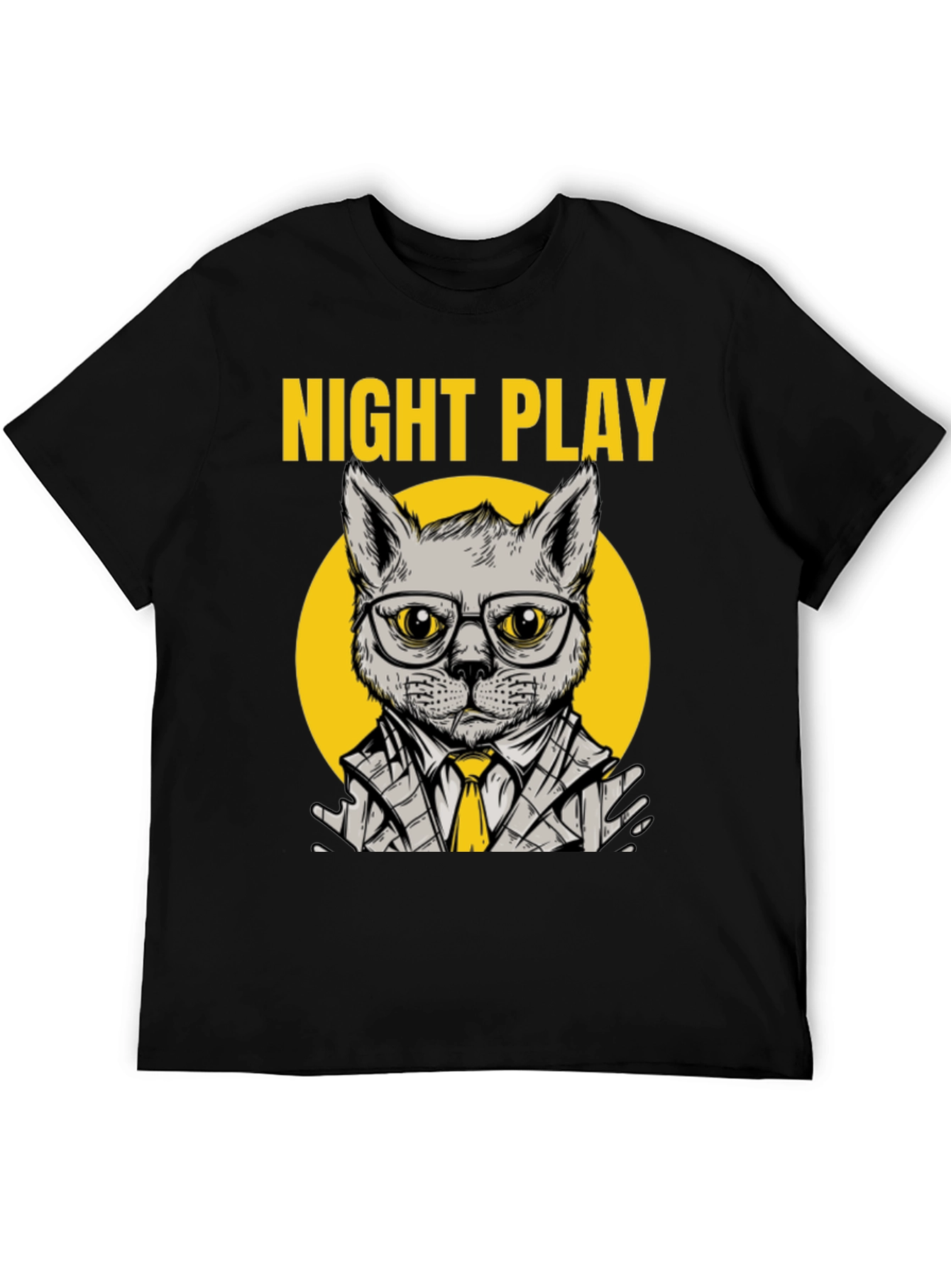 Night Play Cat Graphic Tee - Trendy Cool Design