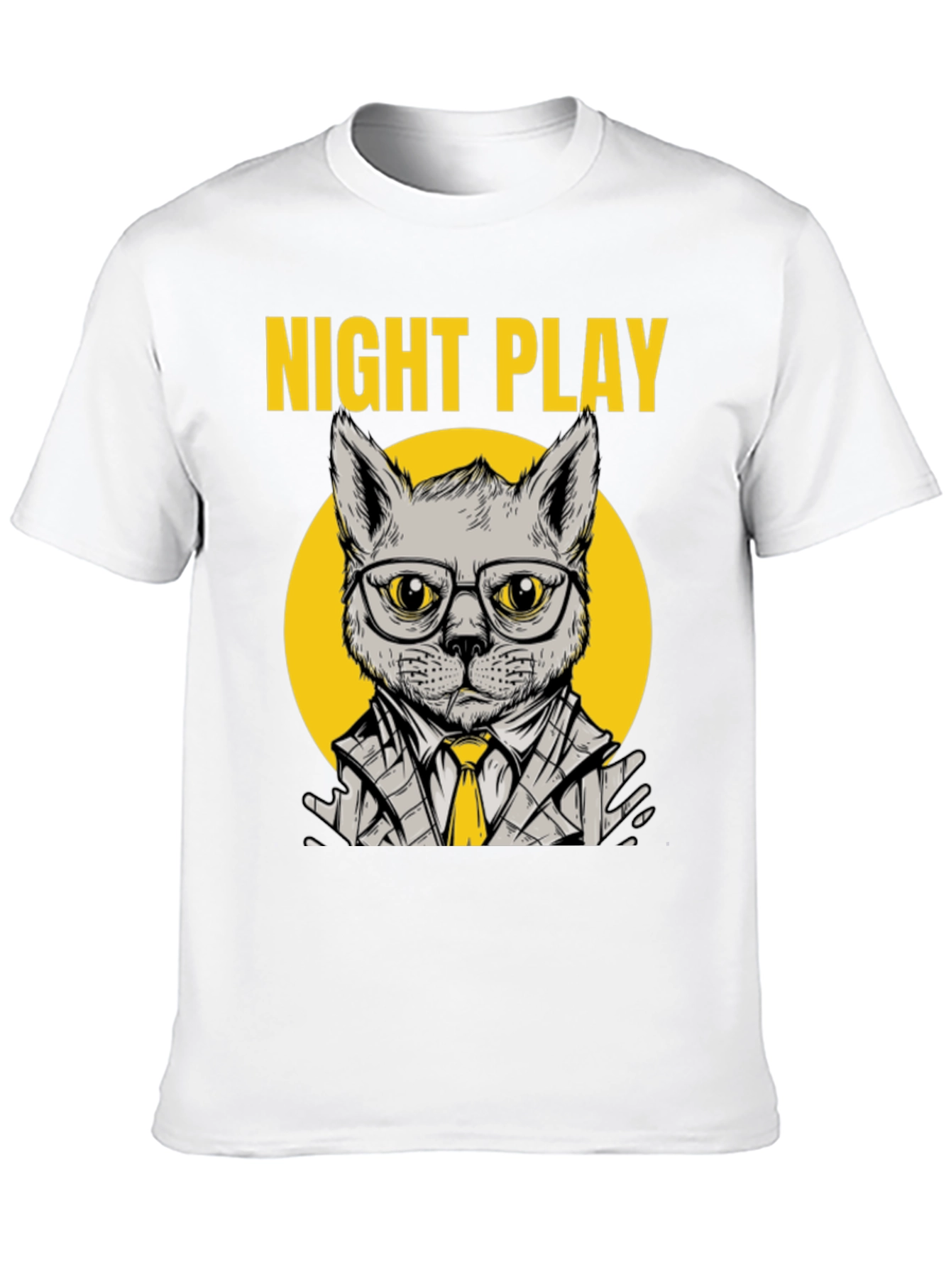 Night Play Cat Graphic Tee - Trendy Cool Design