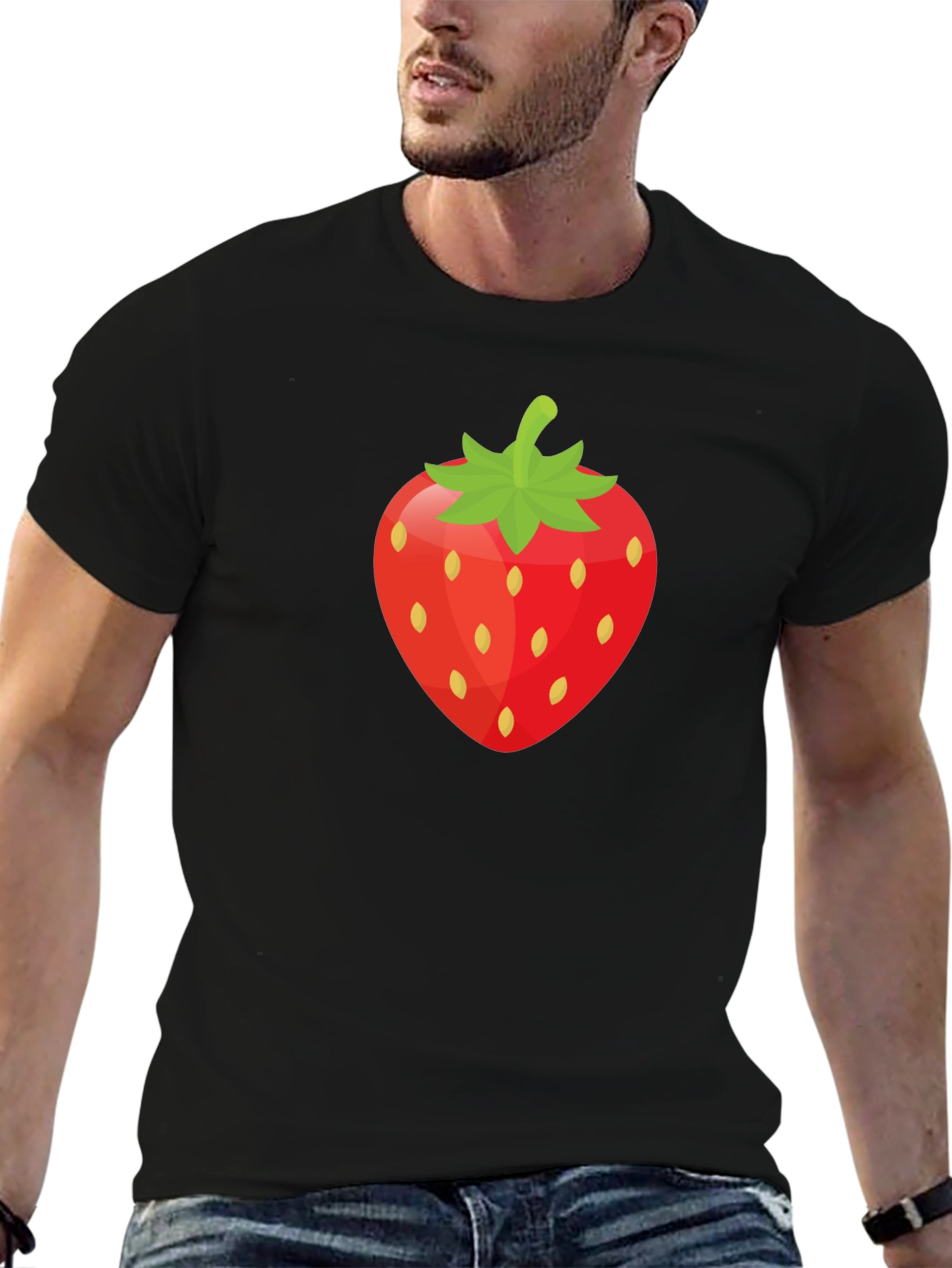 Strawberry Graphic Tee - Black Unisex T-Shirt