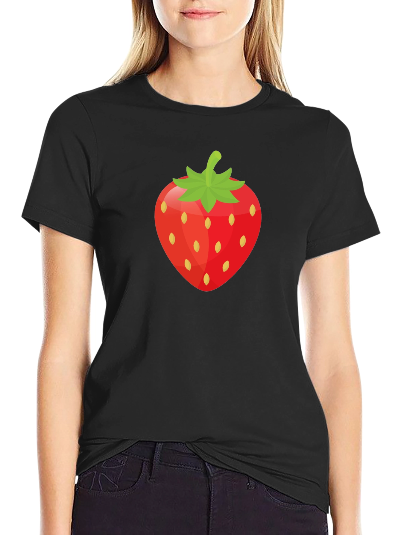 Strawberry Graphic Tee - Black Unisex T-Shirt