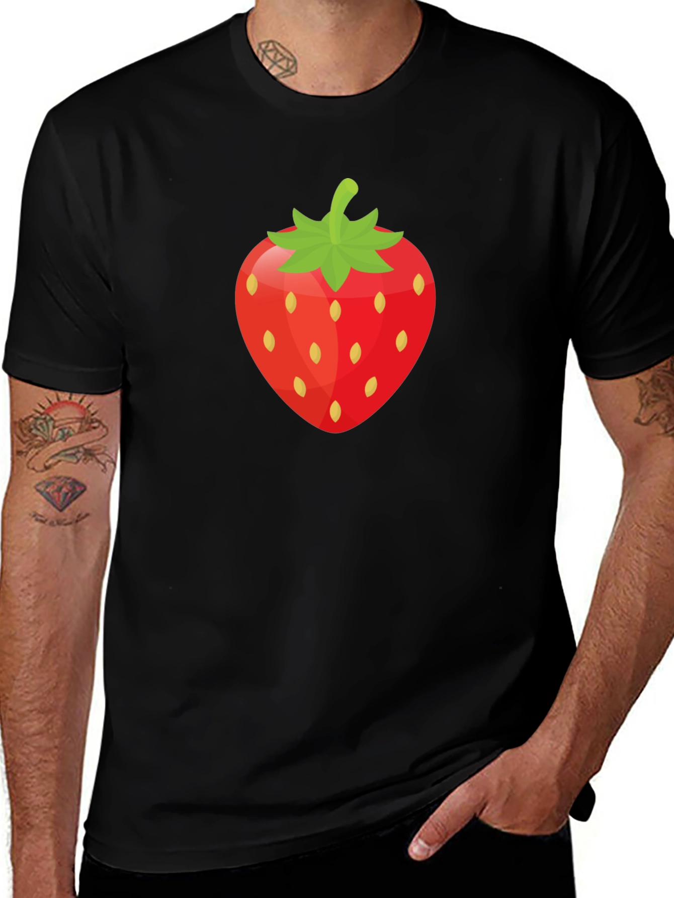 Strawberry Graphic Tee - Black Unisex T-Shirt