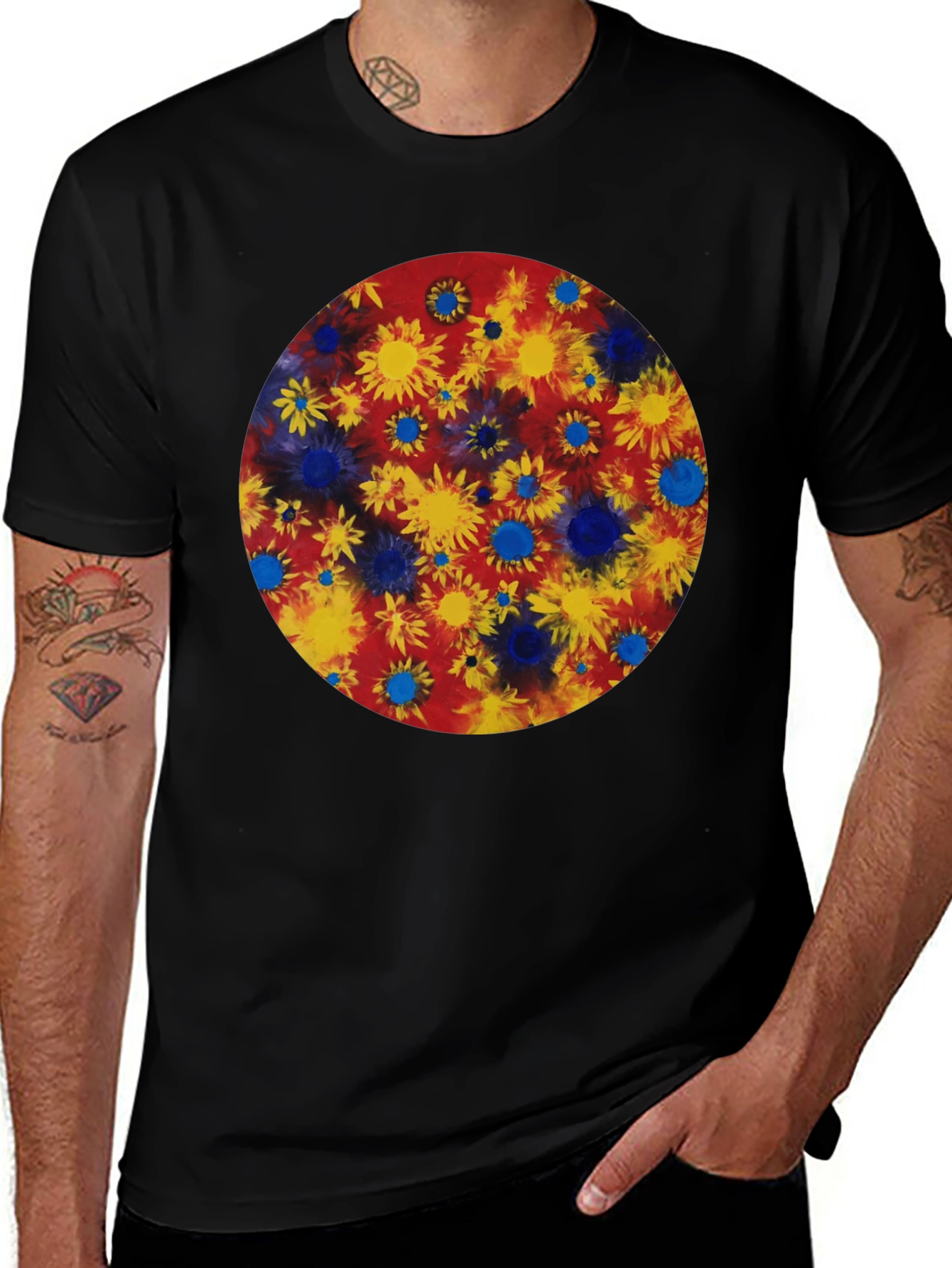 Floral Burst Graphic Tee - Black