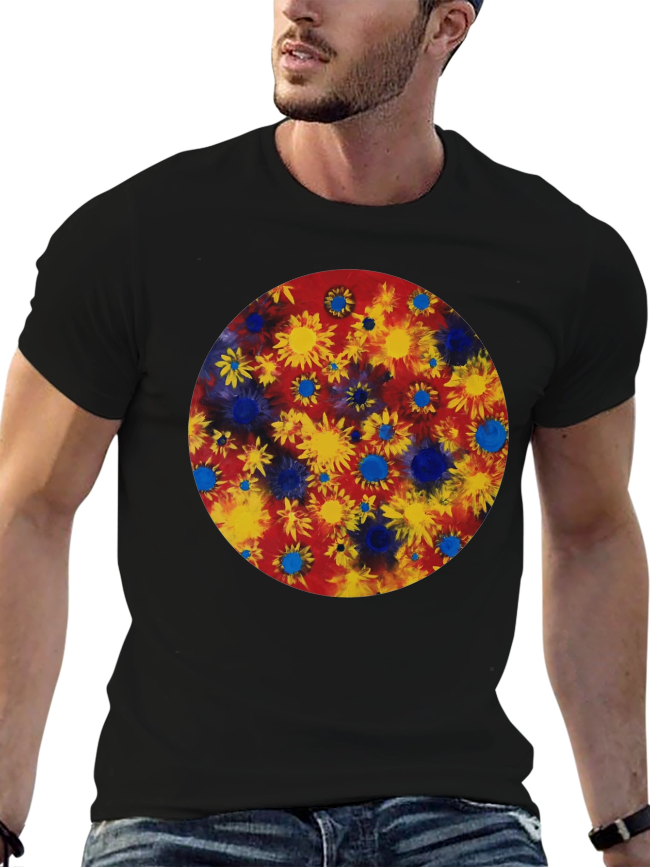 Floral Burst Graphic Tee - Black